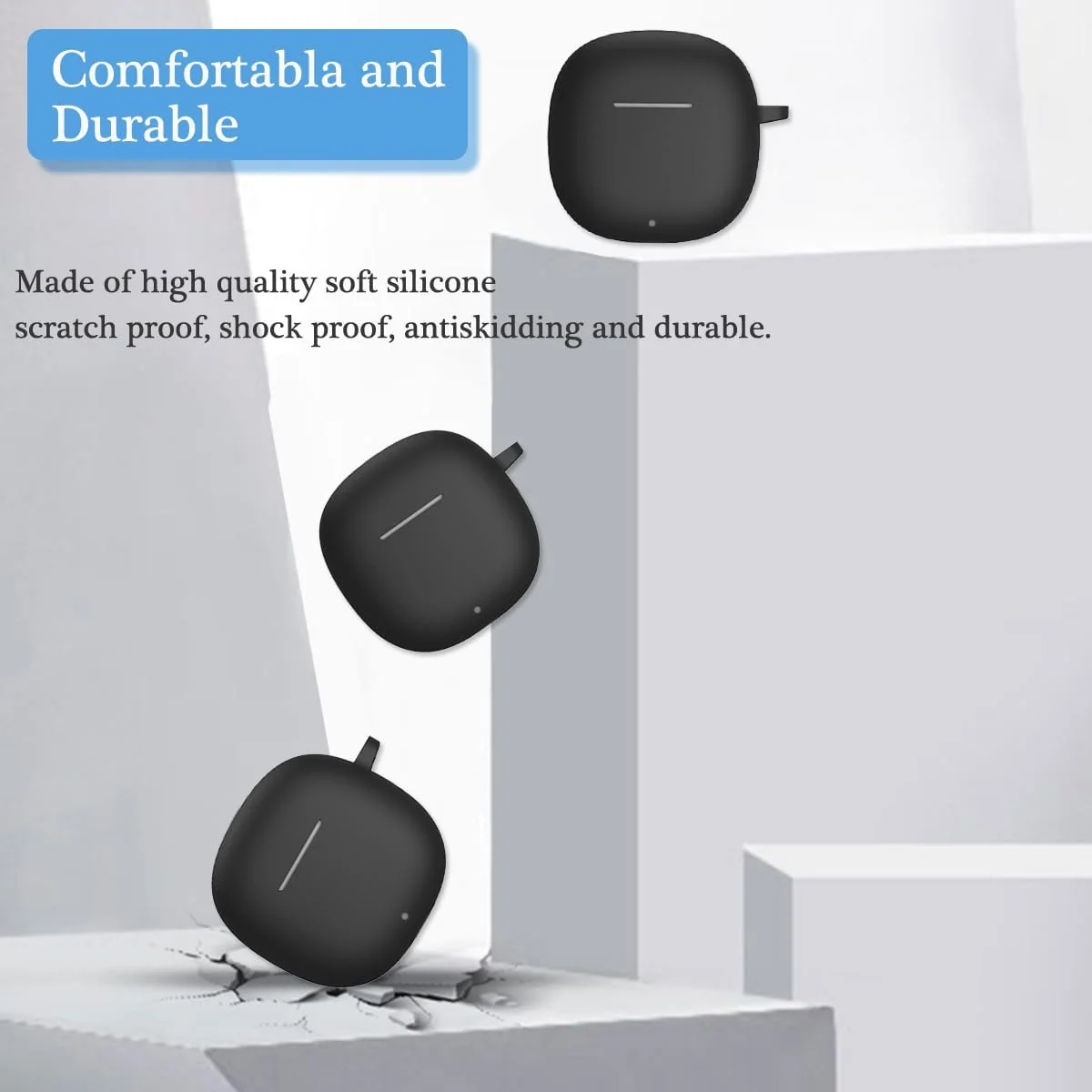 DL3 Mobilak Silicone Case Compatible with Honor Earbuds X6, Soft Silicone Protective Case Cover, Shockproof Sleeve with Carabiner For Honor Earbuds X6 - Black