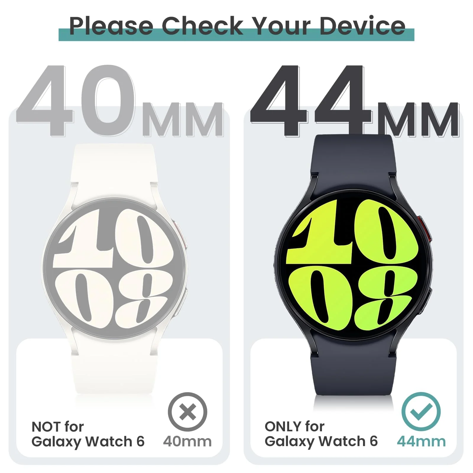 DL3 Mobilak Case with Screen Protector for Samsung Galaxy Watch 6 44mm, Overall Protective Cover, Built-in Tempered Glass Film High Sensitivity - Silver