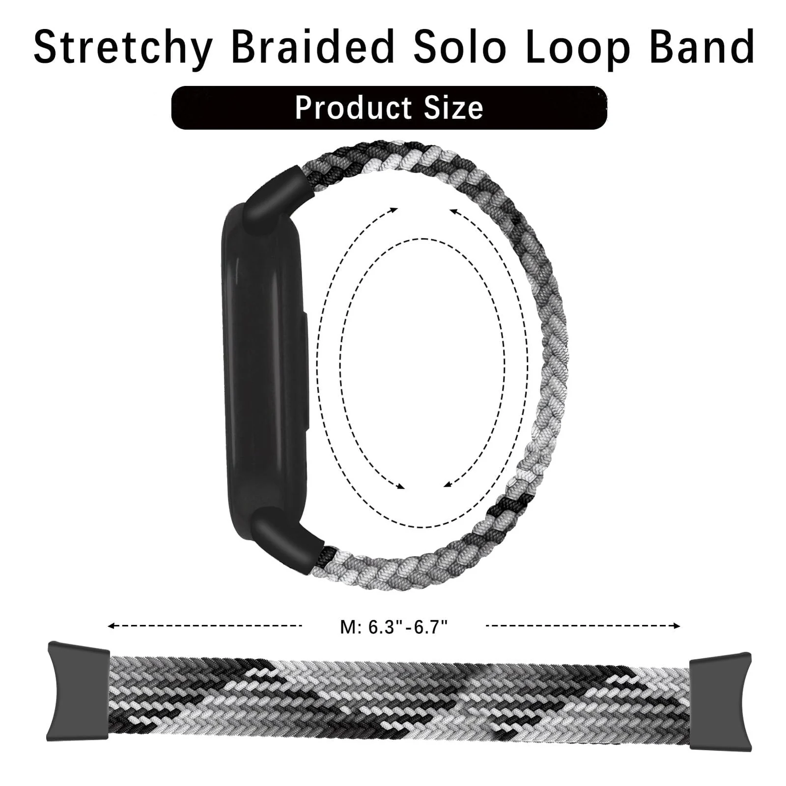 DL3 Mobilak Braided Solo Loop Band for Xiaomi Mi Band 9/Xiaomi Mi Band 8 Strap Women Men, Soft Elastic Nylon Replacement Wristband for Xiaomi Smart Band 9/8 Strap - Chocolate