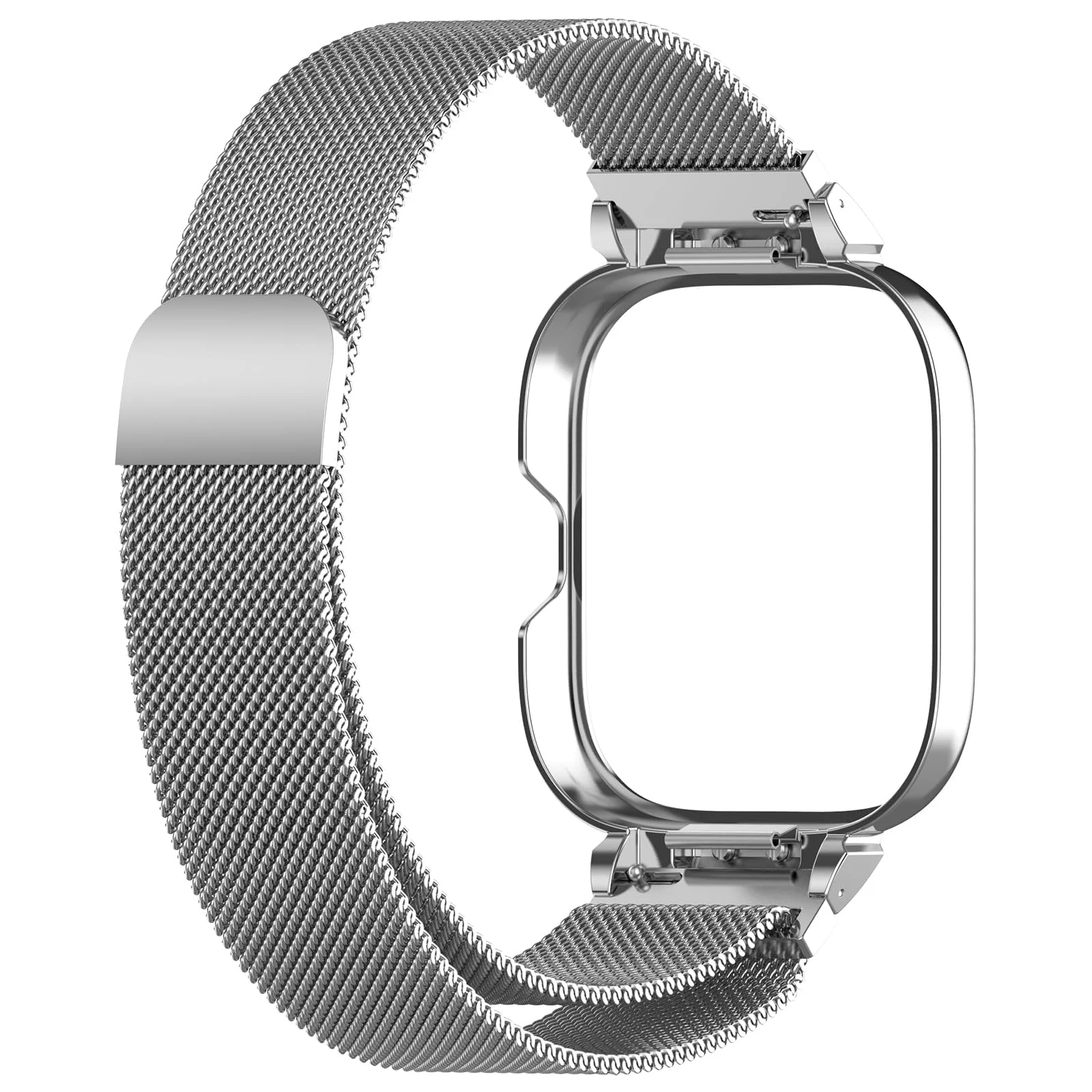 DL3 Mobilak Strap Compatible with Xiaomi Redmi Watch 4, Men and Women Adjustable Metal Stainless Steel Mesh Magnetic Breathable Replacement Wristband Watch Bands for Redmi Watch 4 - Silver