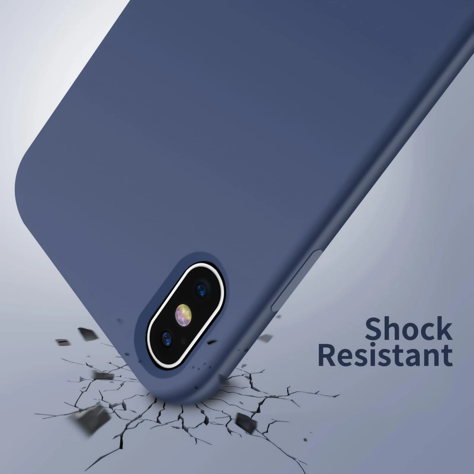 DL3 Mobilak Liquid Silicone Protective Case for iPhone X / iPhone XS with Camera Protection and Microfiber Lining - Storm Blue