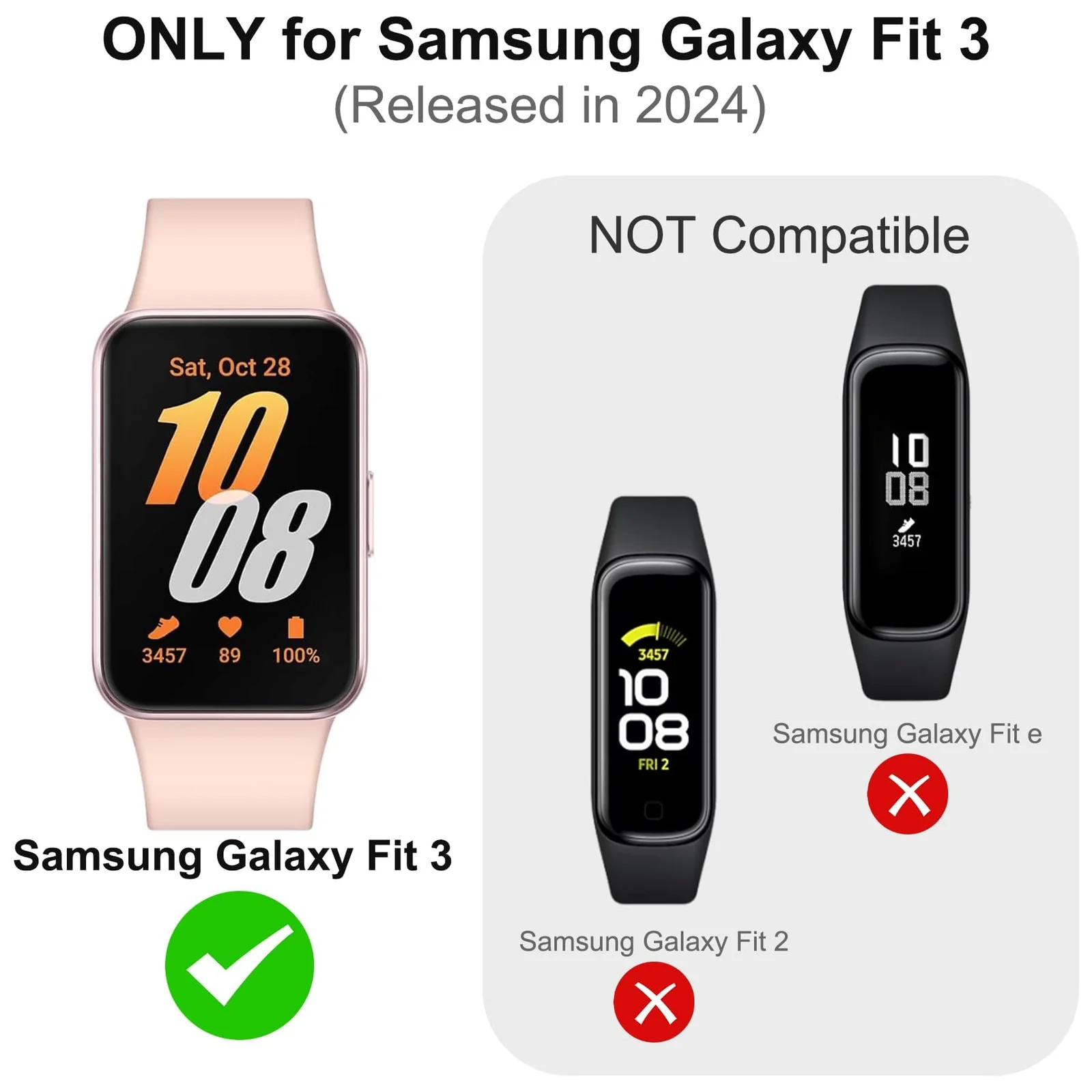 DL3 Mobilak Case Compatible with Samsung Galaxy Fit 3 Case All-Around with Built-in Screen Protector Watch Soft TPU Shockproof Cover Slim Guard Thin Bumper Shell Protector - Silver