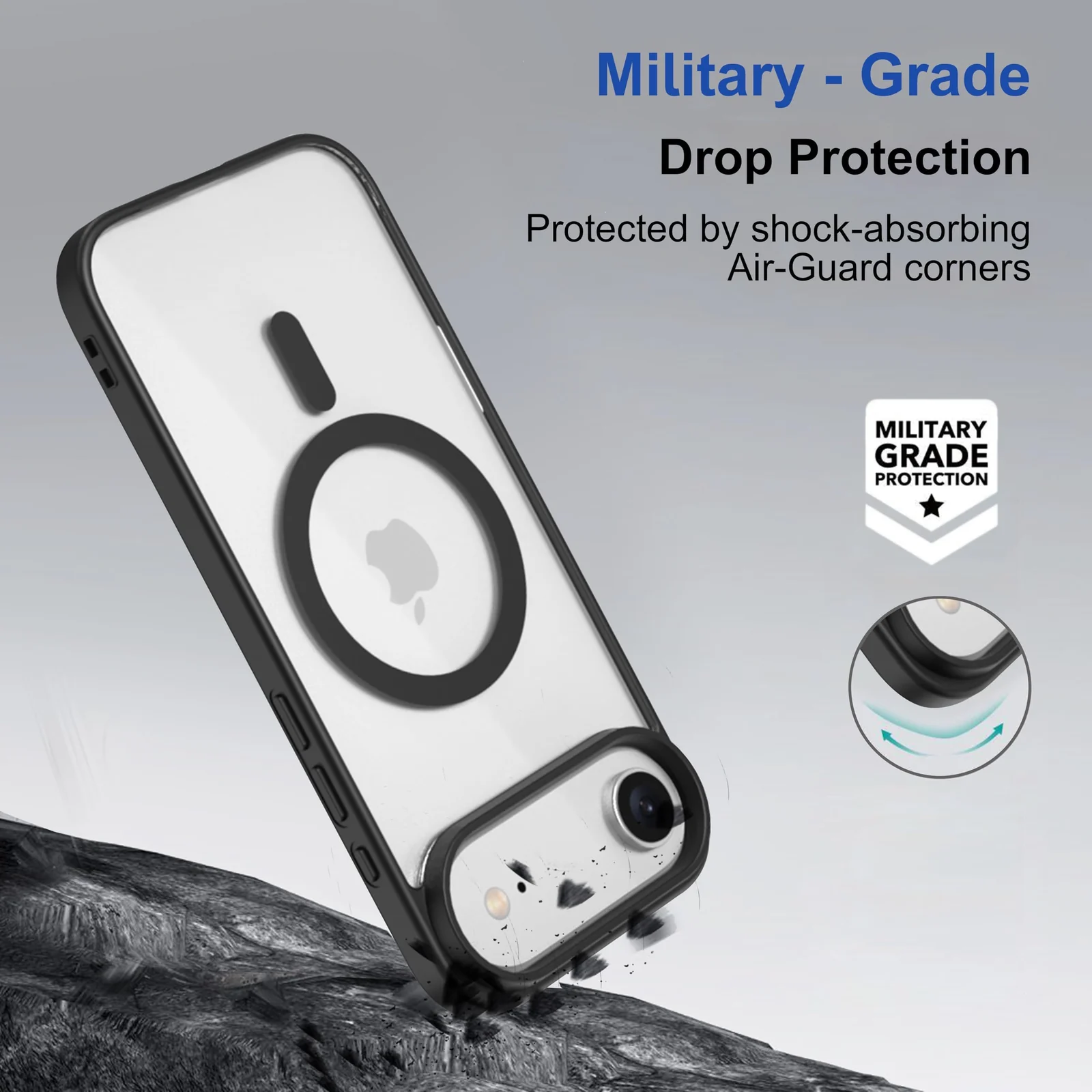DL3 Mobilak Translucent Matte Case for iPhone 17 Pro Max 6.9-Inch Compatible with, Compatible with MagSafe accessories, Shock-absorbing protection, Scratch-resistant surface - Black