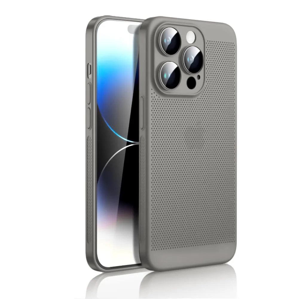 DL3 Mobilak PC Protective Case for iPhone 15 Pro Max with Camera Protection and Shockproof Design - Gray
