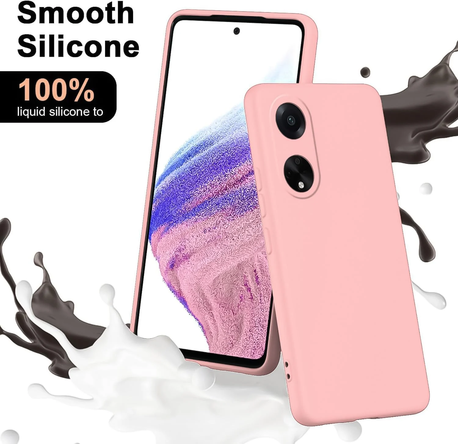 DL3 Mobilak OPPO A98 Case, Soft Flexible Silicone Gel Rubber Bumper Cover, Full Body Shockproof Protective Phone Case - Pink Sand