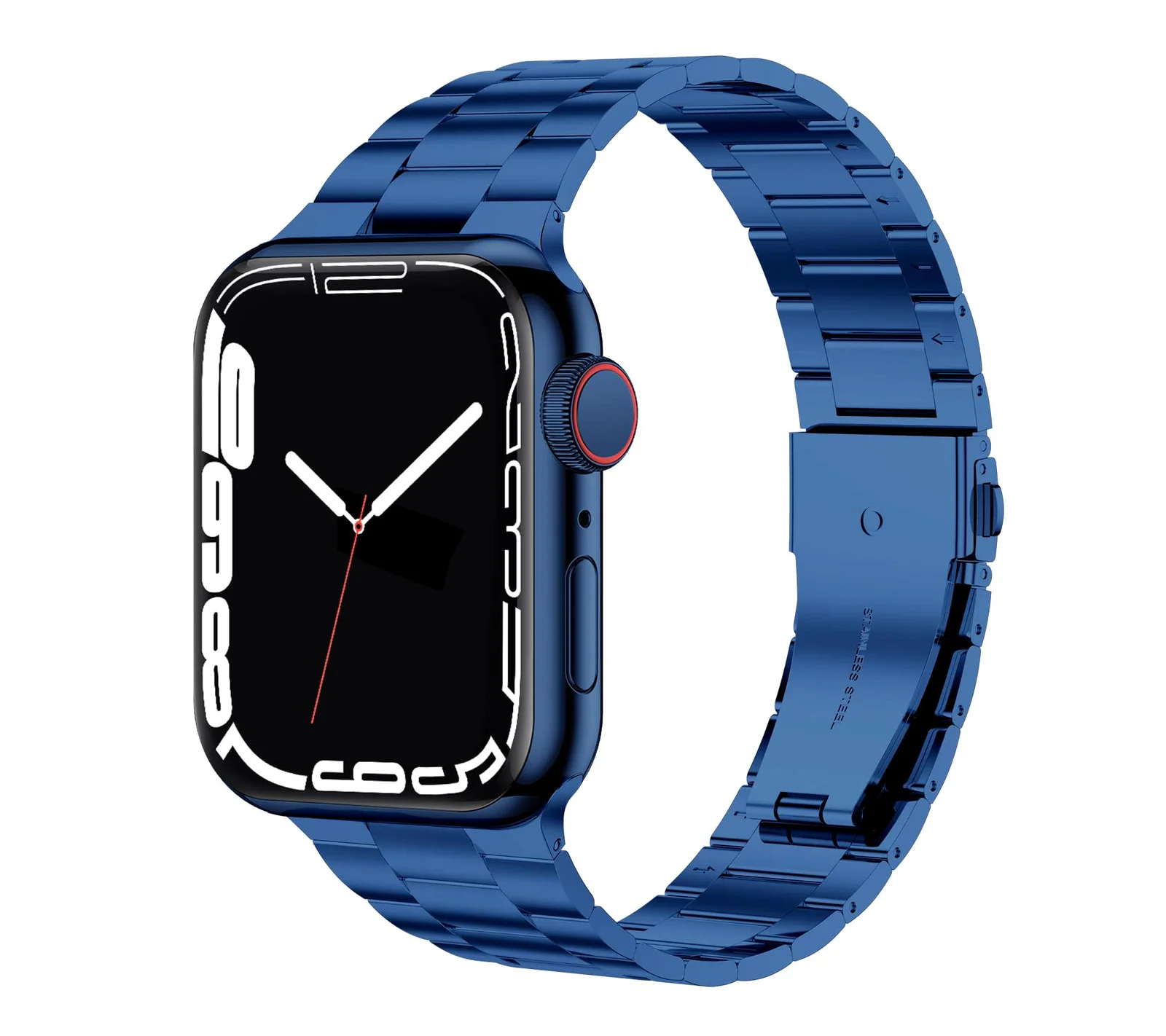 DL3 Mobilak Stainless Steel Band with Case Compatible with Apple Watch Band 45mm Series 9/8/7, Men Woman Business Strap with Protective Bumper Cover for iWatch Series 7/8/9 45mm - Blue