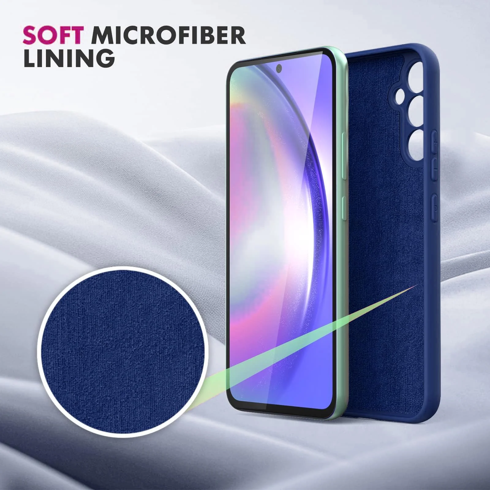 DL3 Mobilak Liquid Silicone Protective Case for Samsung Galaxy A55 with Microfiber Lining and Shockproof Design - Royal Blue