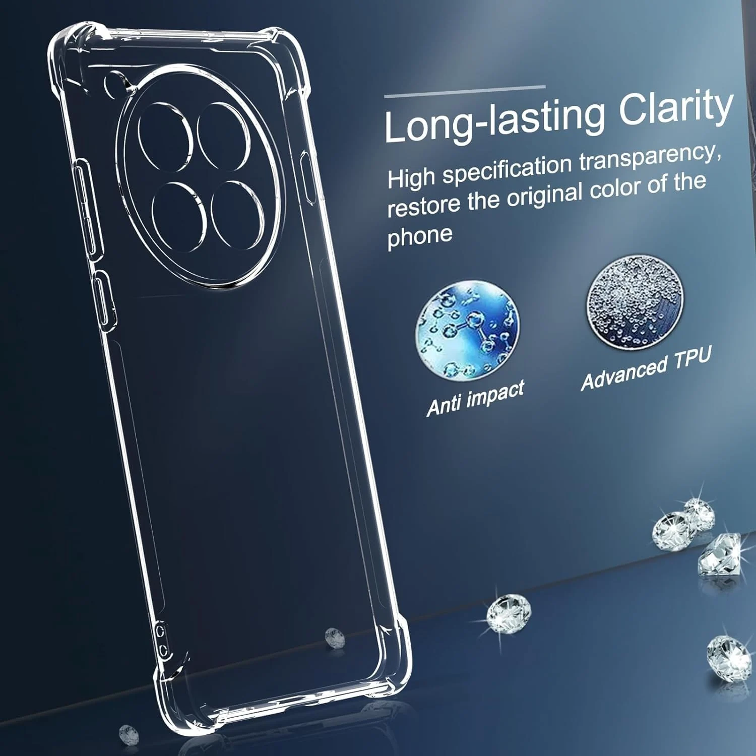 DL3 Mobilak Case Compatible with Oneplus 12 5G, Cover Silicone TPU Gorilla Anti-shock Protector Camera Shockproof Corners - Clear
