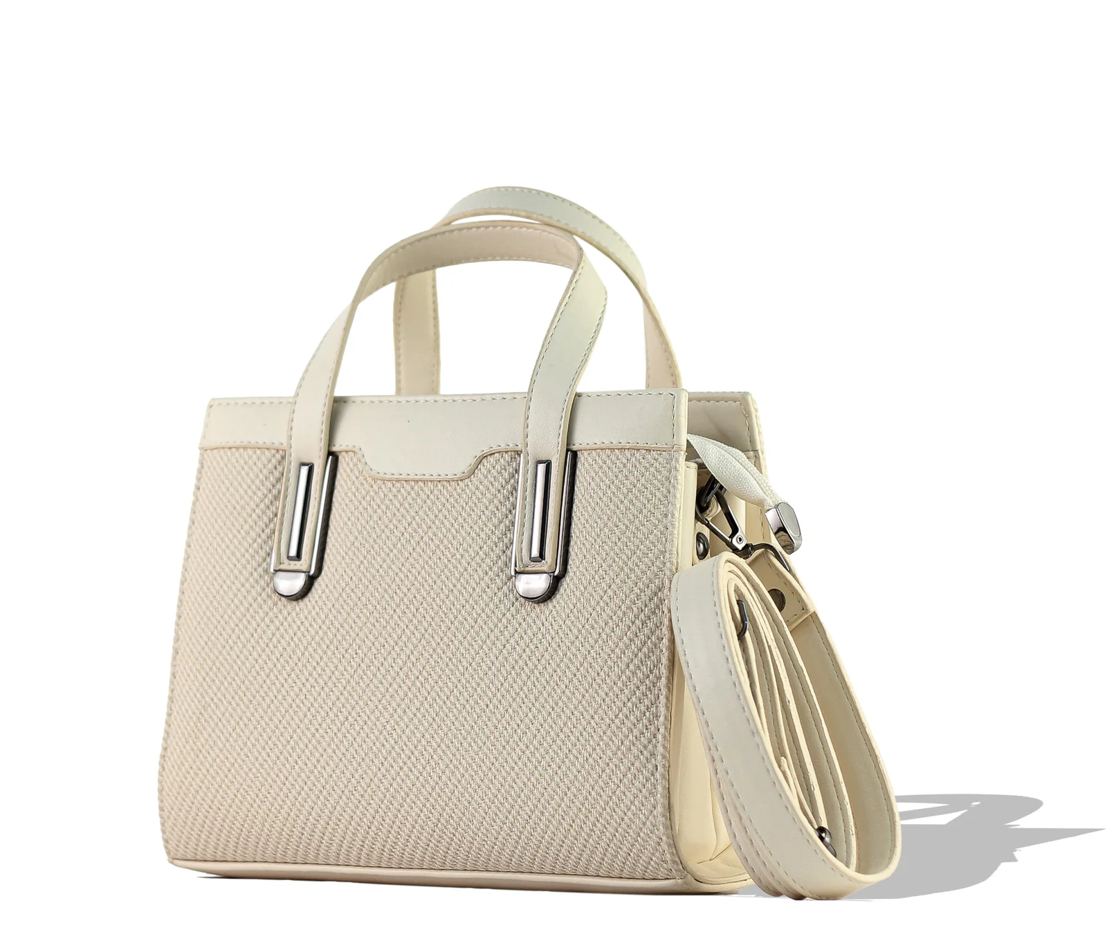 Mobigon Elegant Women’s Handbag with Shoulder Strap, Textured Leather Baguette Purse with Gold Clasp, Magnetic Snap & Zipper Compartments, Structured Top Handle Bag for Work & Daily Use