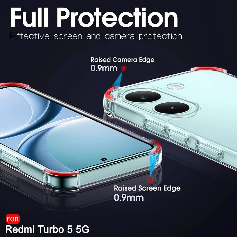 DL3 Mobilak Case Compatible with Redmi Turbo 5 5G / Poco X8 Pro 5G, Cover SiliconeTransparent TPU Gorilla Anti-shock Protector Camera Shockproof Corners - Clear