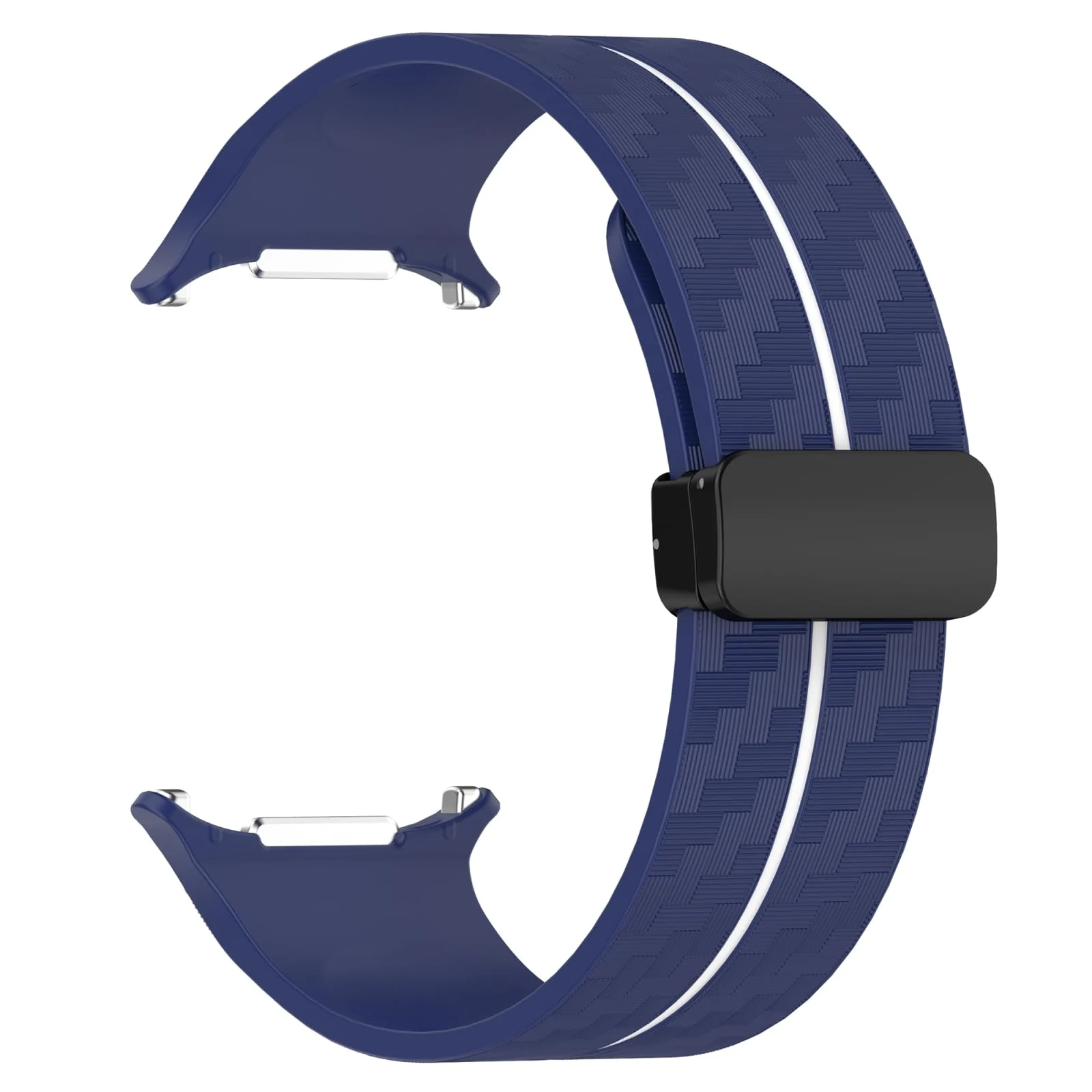DL3 Mobilak Compatible for Samsung Galaxy Watch Ultra Band 47mm for Men Women, Soft Silicone Waterproof Sport Strap with Magnetic Clasp, Stylish Carbon Fiber Replacement Galaxy Watch 7 Ultra Bands - Blue White