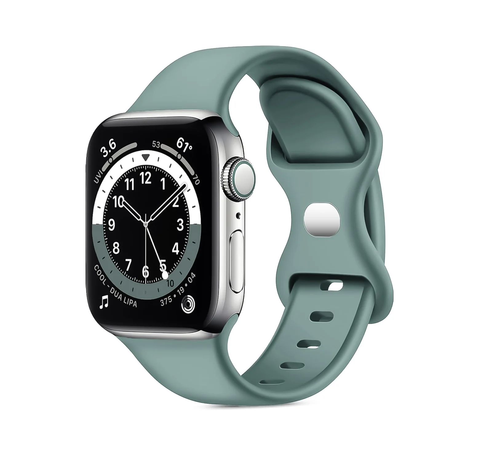 DL3 Mobilak Band with Case Compatible with Apple Watch 44mm, Silicone Sport Wristband Replacement, Strap With Cover Built-in Glass Screen Protector for iWatch Series 6 5 4 SE SE 2 - Pine Green