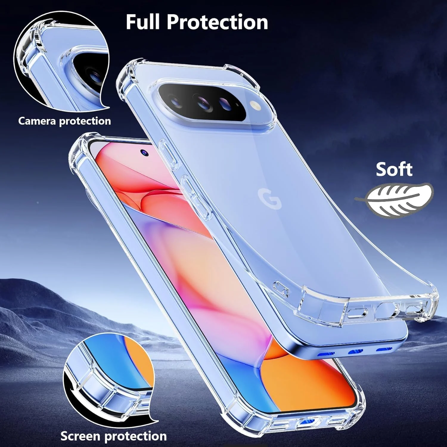 DL3 Mobilak Case Compatible with Google Pixel 10/Pixel 10 Pro, Cover SiliconeTransparent TPU Gorilla Anti-shock Protector Camera Shockproof Corners - Clear