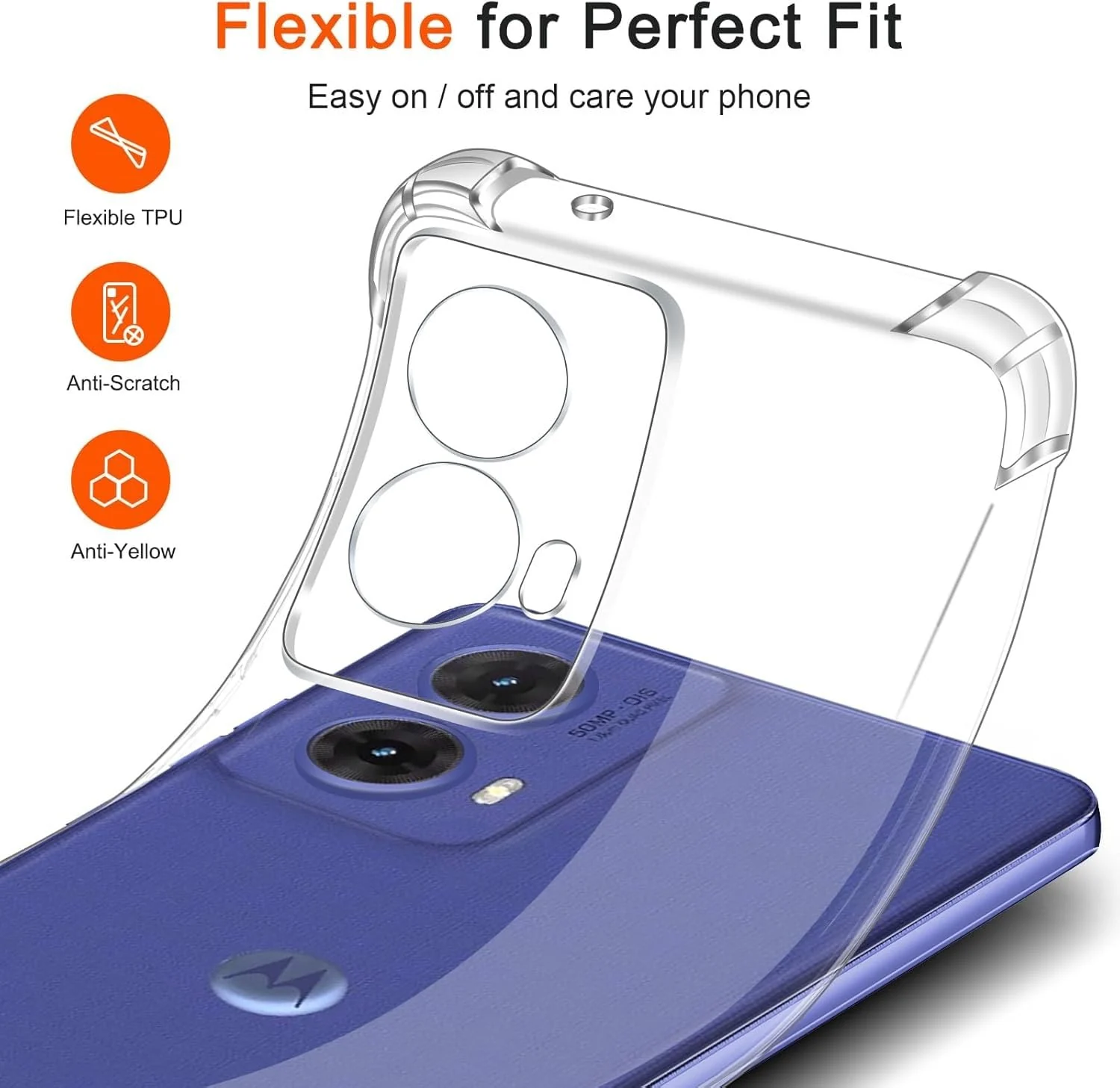 DL3 Mobilak Case Compatible with Motorola Moto G85 5G, Cover Silicone TPU Gorilla Anti-shock Protector Camera Shockproof Corners - Clear