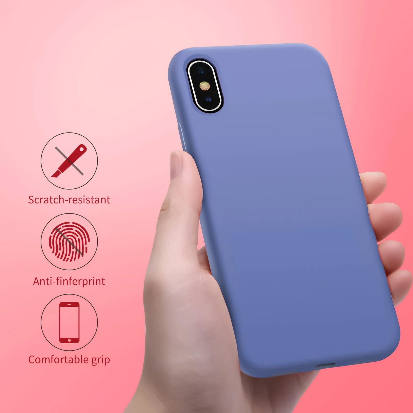 DL3 Mobilak Liquid Silicone Case for iPhone X / iPhone XS, Shock-absorbing protection, Scratch-resistant surface, Soft microfiber lining - Lavender Green