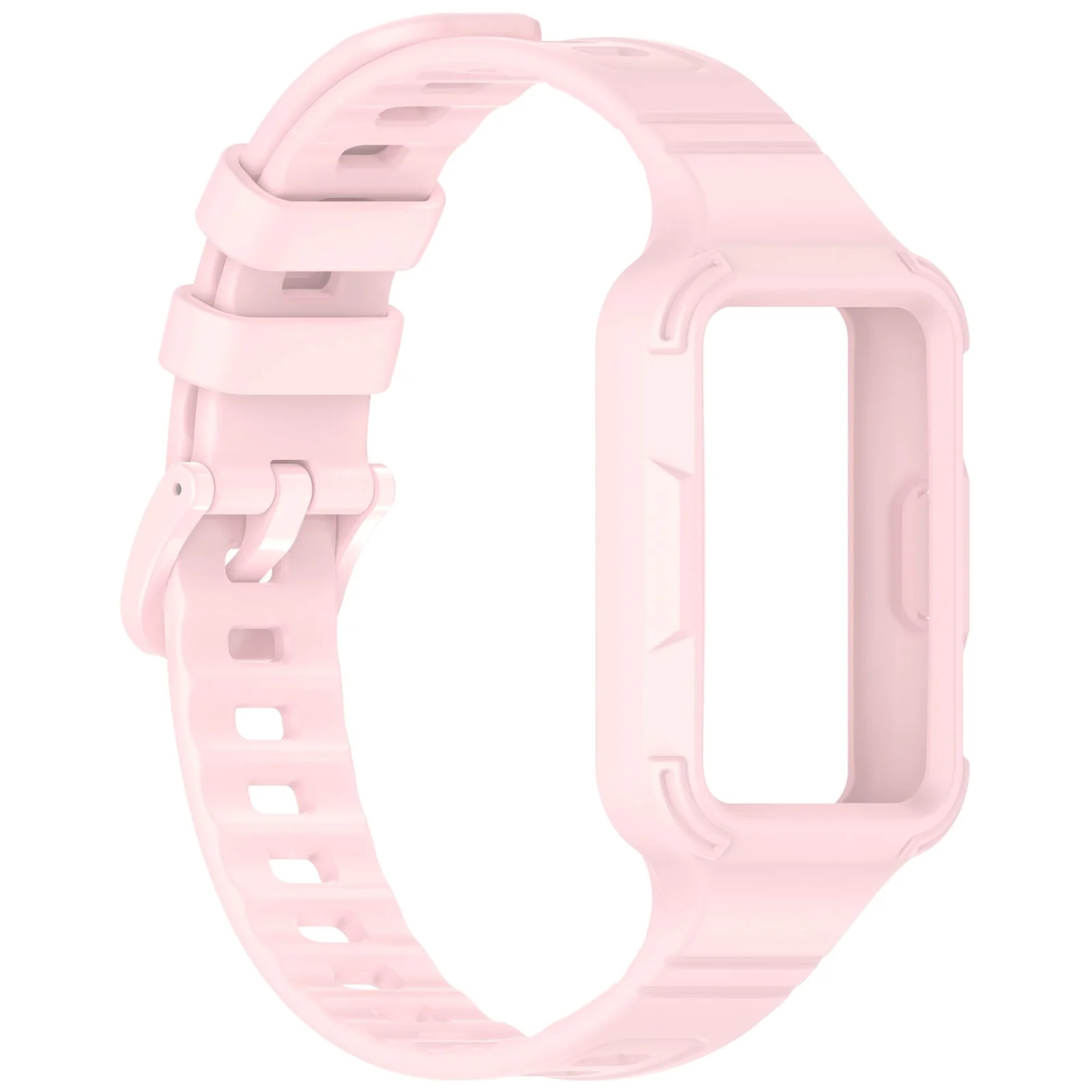 MOBIGON Rugged Silicone Strap with Bumper Case for Huawei Band 11, Pink