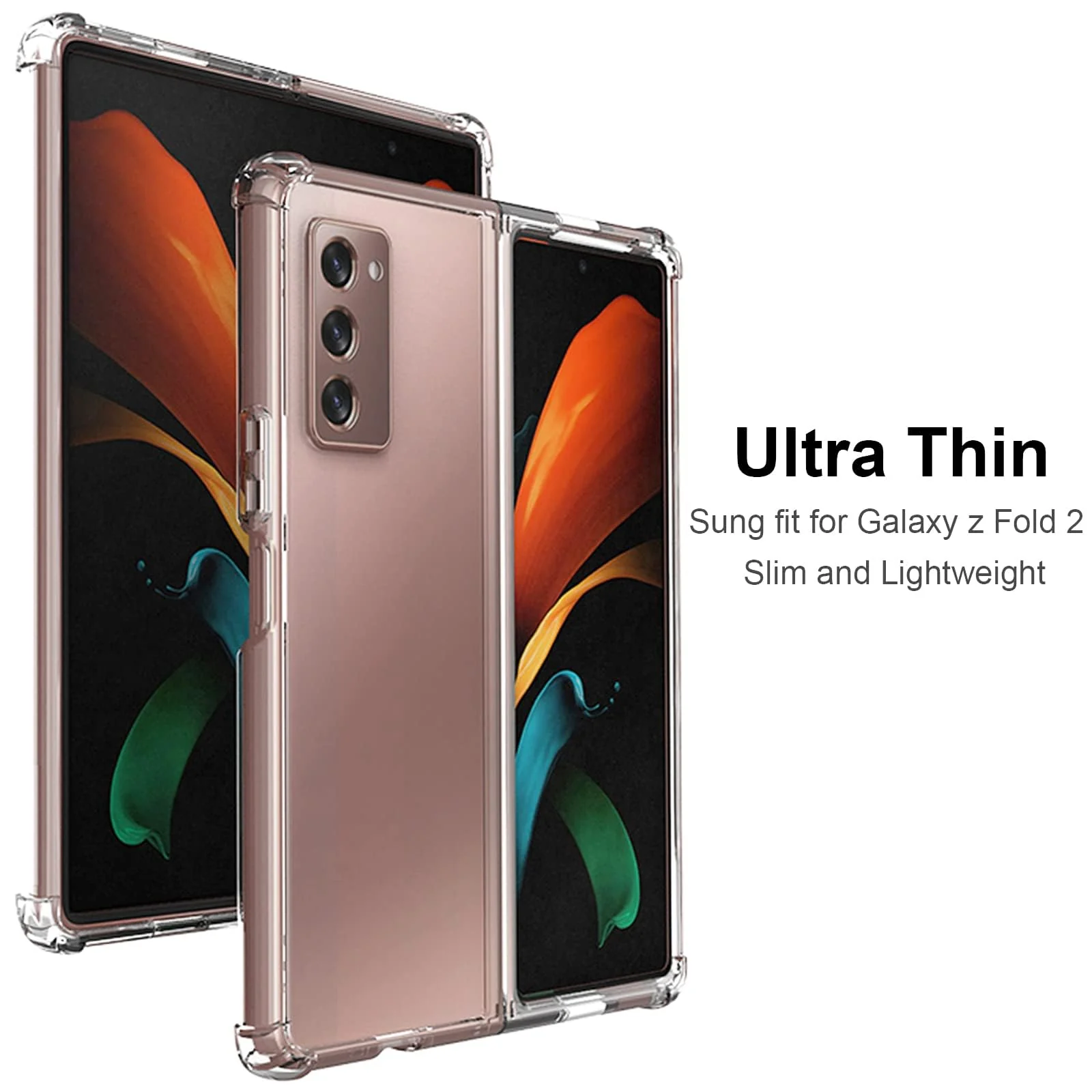 DL3 Mobilak Protective Case for Samsung Galaxy Z Fold 2, [Shock-Absorbent] Flexible TPU Mobile Phone Case Shockproof Scratch-Resistant for Samsung Galaxy Z Fold 2 2020 - Transparent
