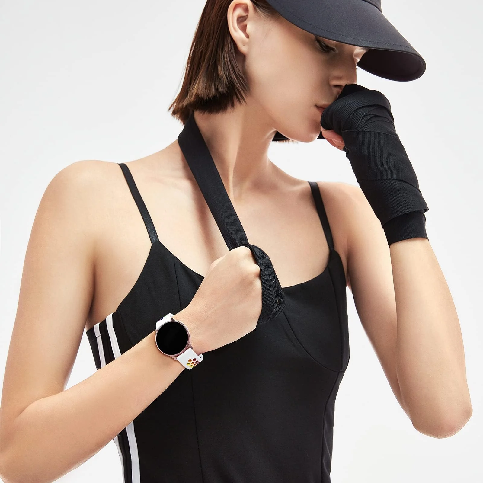 DL3 Mobilak Silicone Sport Bands 22MM Strap Compatible with Samsung galaxy watch3 45mm/galaxy 46mm/Gear S3/Huawei watch GT3 46MM/GT2E/GT2 Pro/GT GT2 46MM/Honor Magic Watch2 (Rainbow) - White Rainbow
