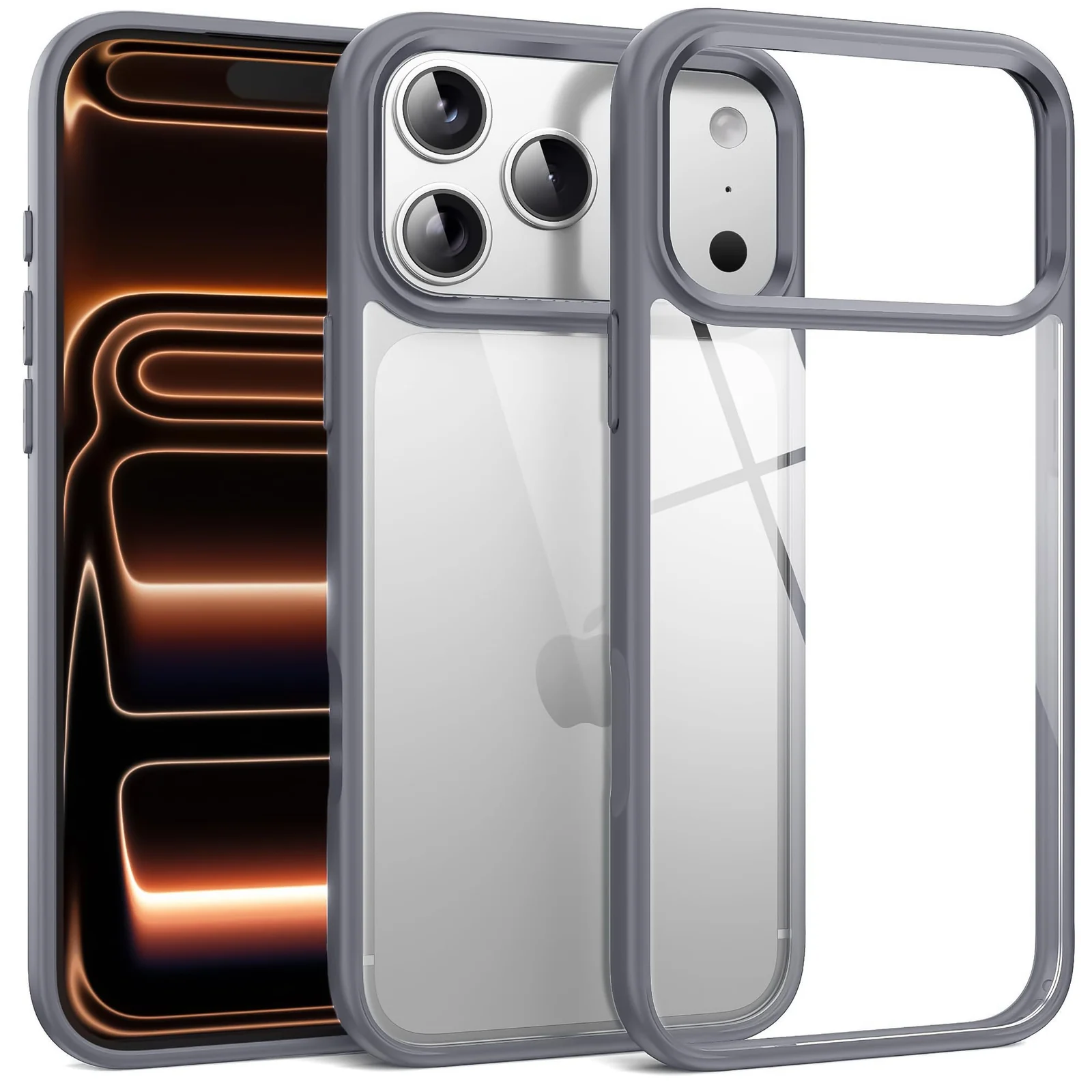 DL3 Mobilak Clear PC and TPU Protective Case for iPhone 17 Pro 6.3-Inch with Military-Grade Protection and Anti-Yellowing Design - Gray