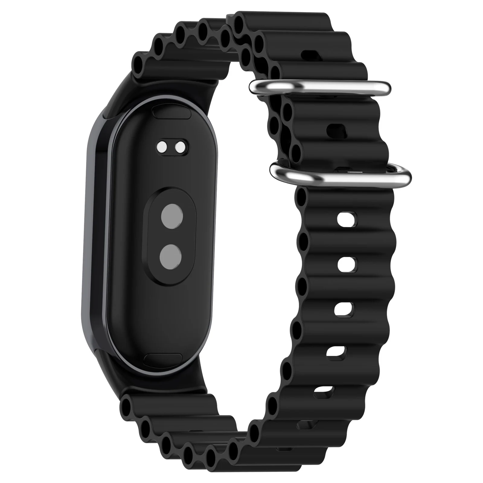 DL3 Mobilak Ocean Band for Xiaomi Band 8 Mi Band 8, Adjustable Silicone Stretchy Sport Strap Women Men Replacement Wristband - Black