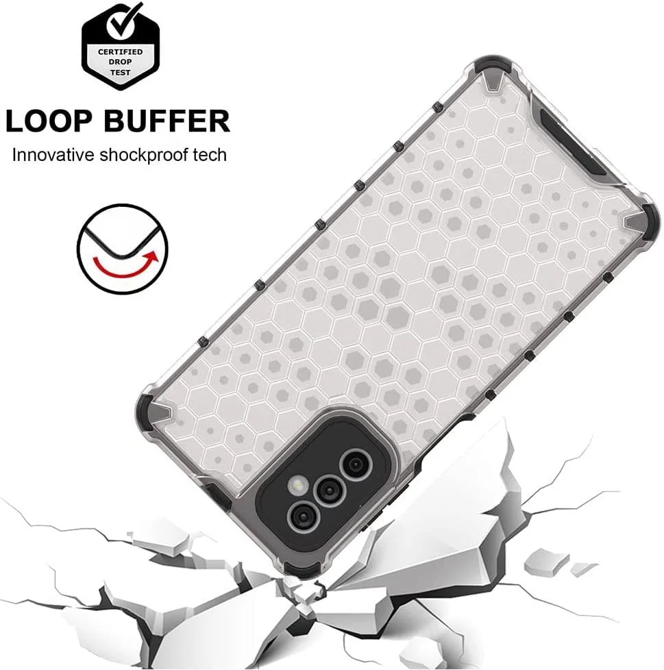 DL3 Mobilak Honeycomb Protective Case for Samsung Galaxy M52 5G, Shock-absorbing protection, Transparent design, Slim, lightweight profile - Clear
