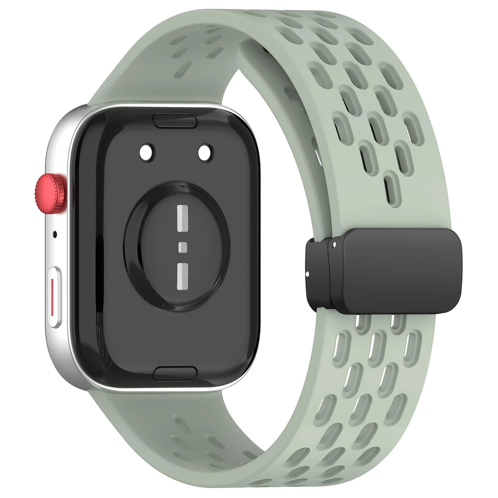 DL3 Mobilak Silicone Strap Compatible with Huawei Watch Fit 3/Fit 4/Fit 4 Pro Magnetic Metal Buckle Sport Silicone Breathable Strap for Men Women Band Quick Release Soft Replacment Wristband - Light Green