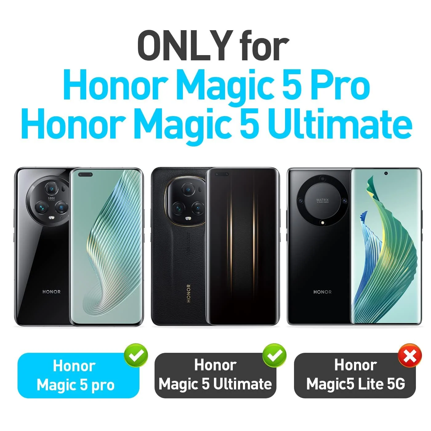 DL3 Mobilak Clear PC and TPU Protective Case for Honor Magic 5 Pro with Camera Protection and Military-Grade Protection - Black