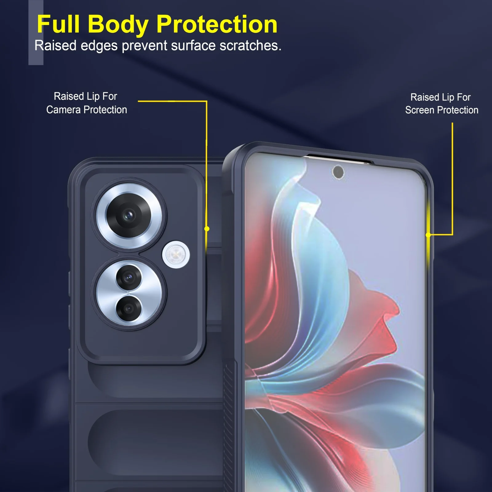 DL3 Mobilak Flexible Silicone and TPU Protective Case with Camera Protection for OPPO Reno 11F 5G - Blue