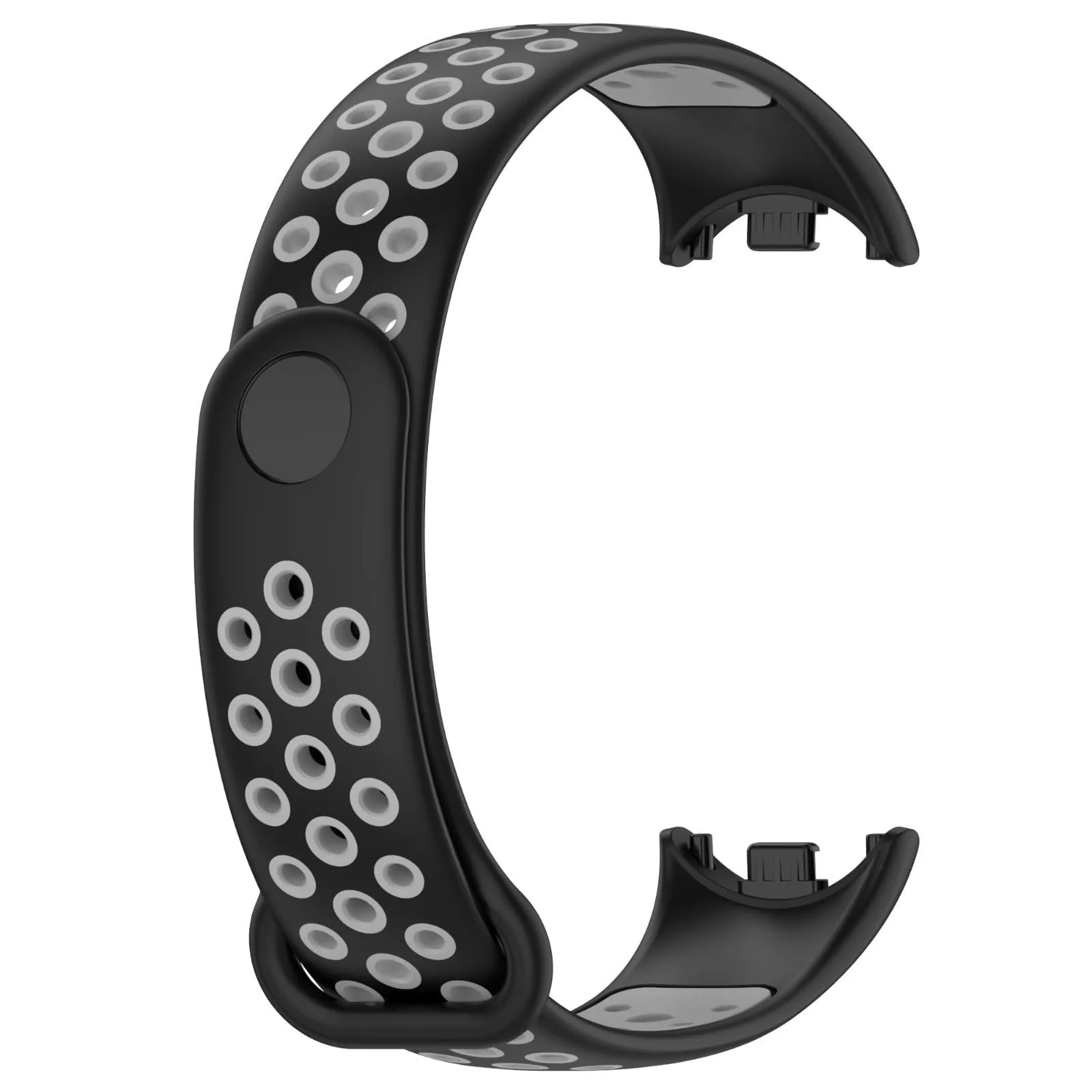 DL3 Mobilak Strap for Xiaomi Mi Band 9 / Mi Band 8, Breathable Sport Silicone Watch Band Strap, Replacement Bracelet Wristband Wrist Strap for Xiaomi Smart Band 9/Xiaomi Smart Band 8 Watch Accessories - Black Gray