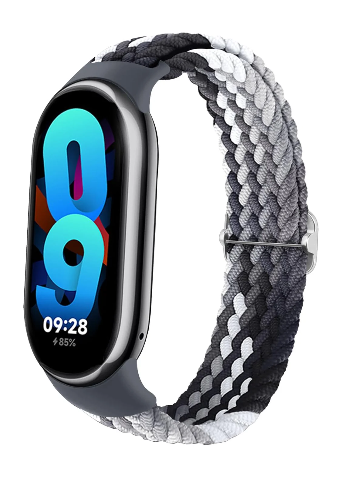 DL3 Mobilak Compatible with Xiaomi Mi Band 10/9/8 strap, Braided Solo Loop for Nylon Elastic Adjustable Replacement Wristband Compatible with Xiaomi Smart Band 8/9/10 - Colorful Black