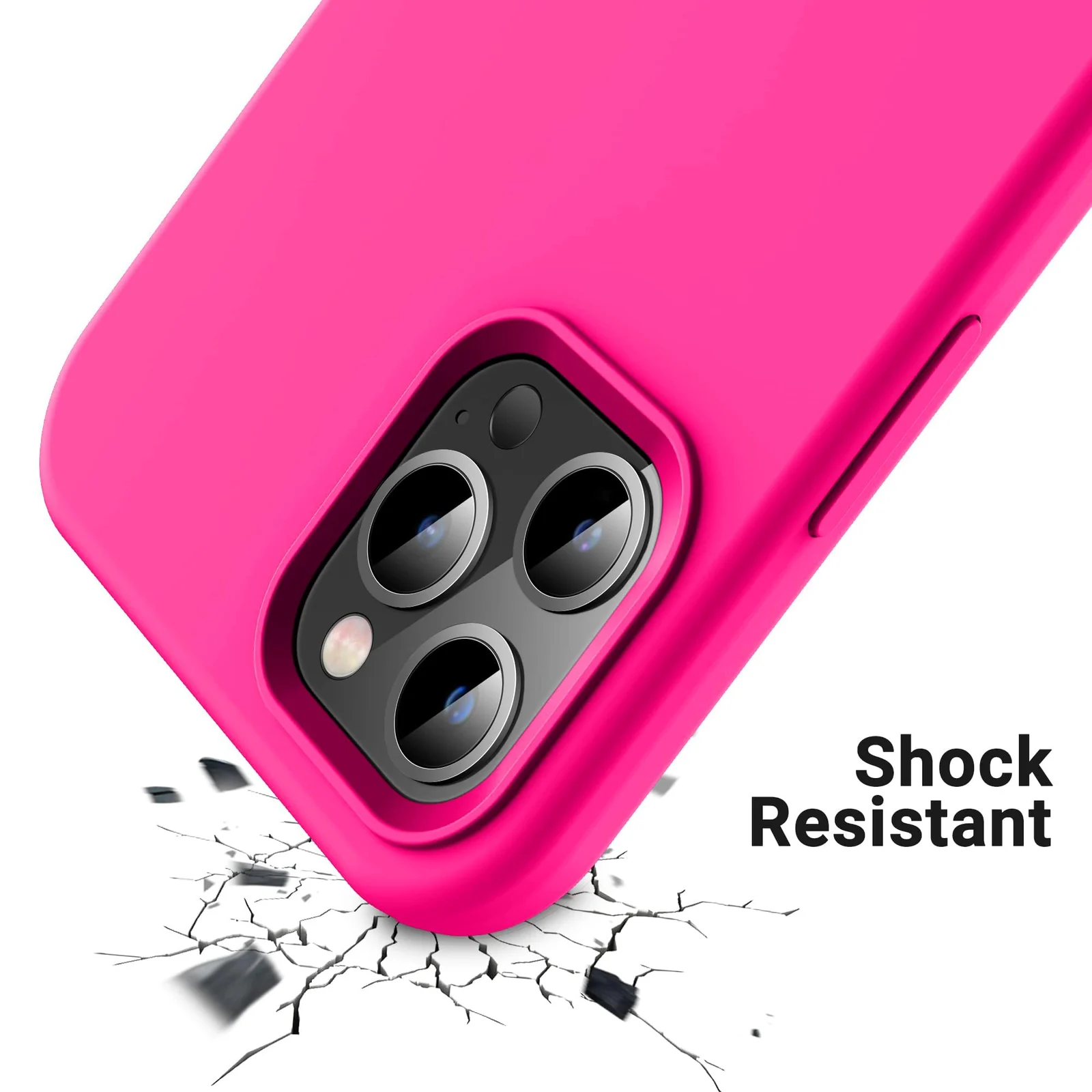 DL3 Mobilak Liquid Silicone Protective Case for iPhone 15 Pro Max with Camera Protection and Microfiber Lining - Hot Pink