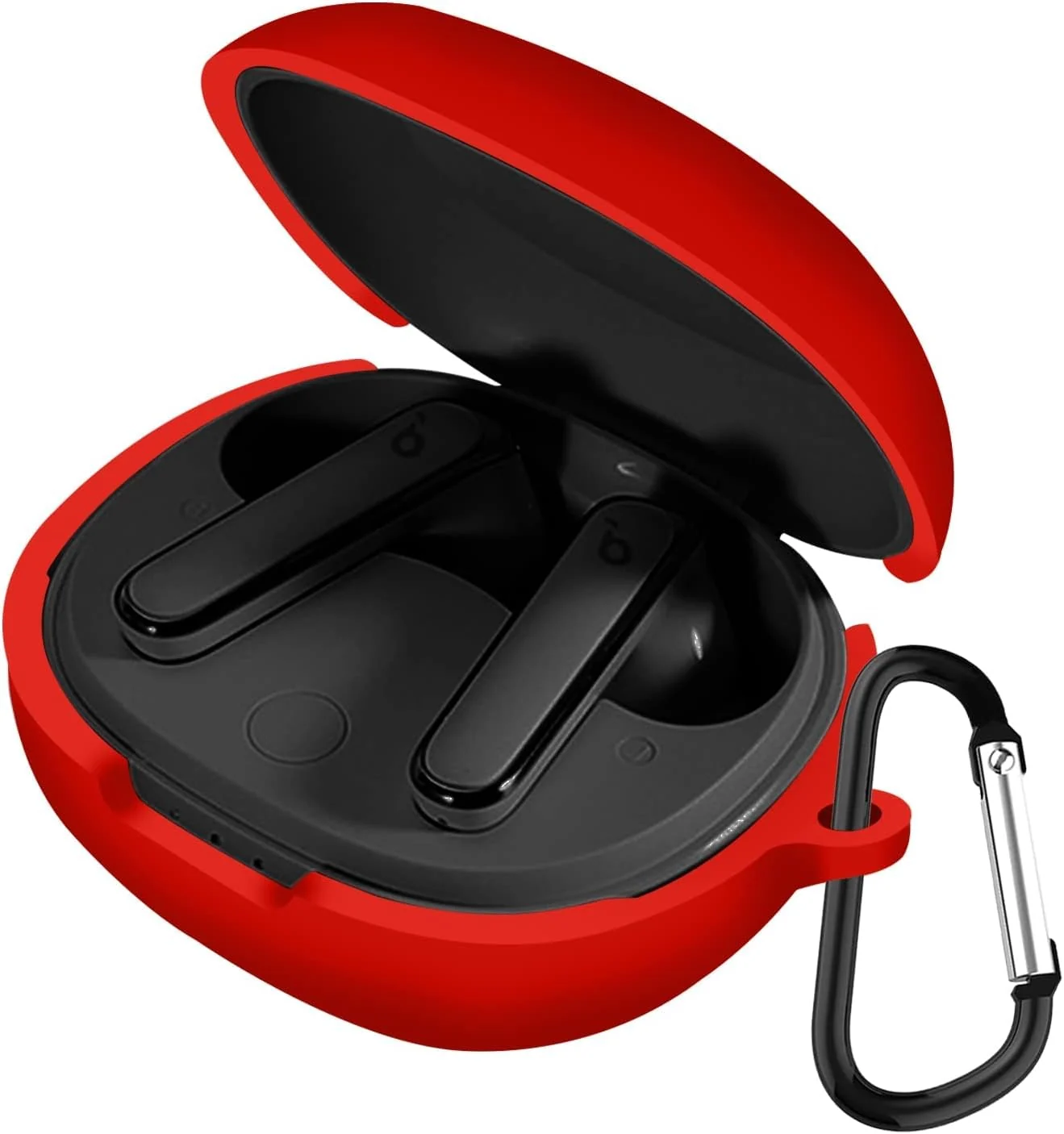 DL3 Mobilak Silicone Case Compatible with Soundcore Life P3 Earbuds, Soft Silicone Protective Case Cover, Shockproof Sleeve with Carabiner - Red