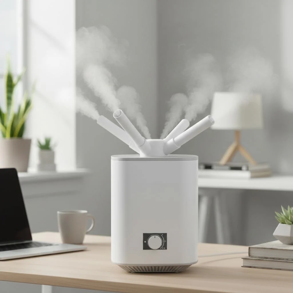 Mobigon 3 Litres Ultrasonic Humidifier for Room, Cool Mist Aroma Diffuser, 4-Nozzle 360° Mist Distribution, Super Quiet, Auto Shut Off, Runs Up to 24 Hours - White