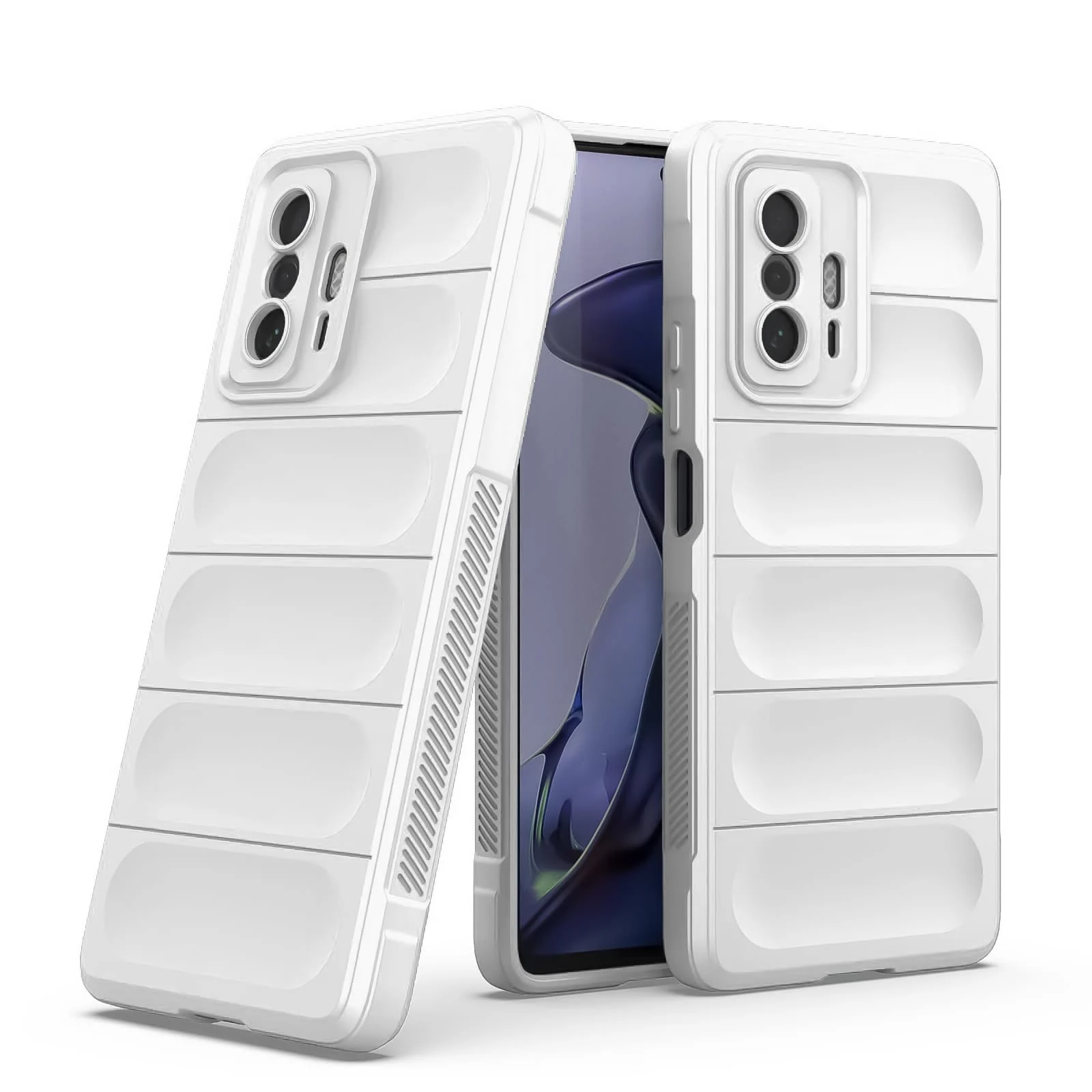 DL3 Mobilak Silicone Case for Xiaomi 11T 5G / Xiaomi 11T Pro 5G Heavy Duty Protective [Slim Fit] Shockproof Soft Flexible Protective Design Shock-TPU Cover With Camera Protection - White