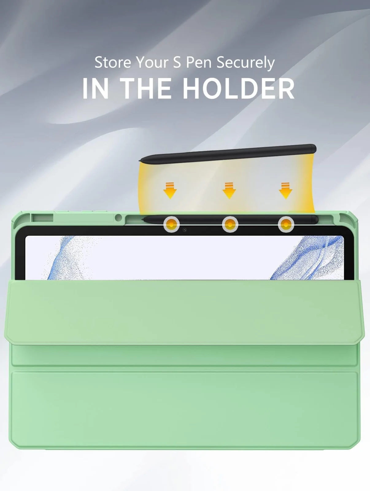 DL3 Mobilak Hybrid Slim Case for Samsung Galaxy Tab S8/Tab S7 11 Inch (Model SM-X700/X706/T870/T875/T878) with S Pen Holder, Cover with Clear Transparent Back Shell, Auto Wake/Sleep - Mint Green