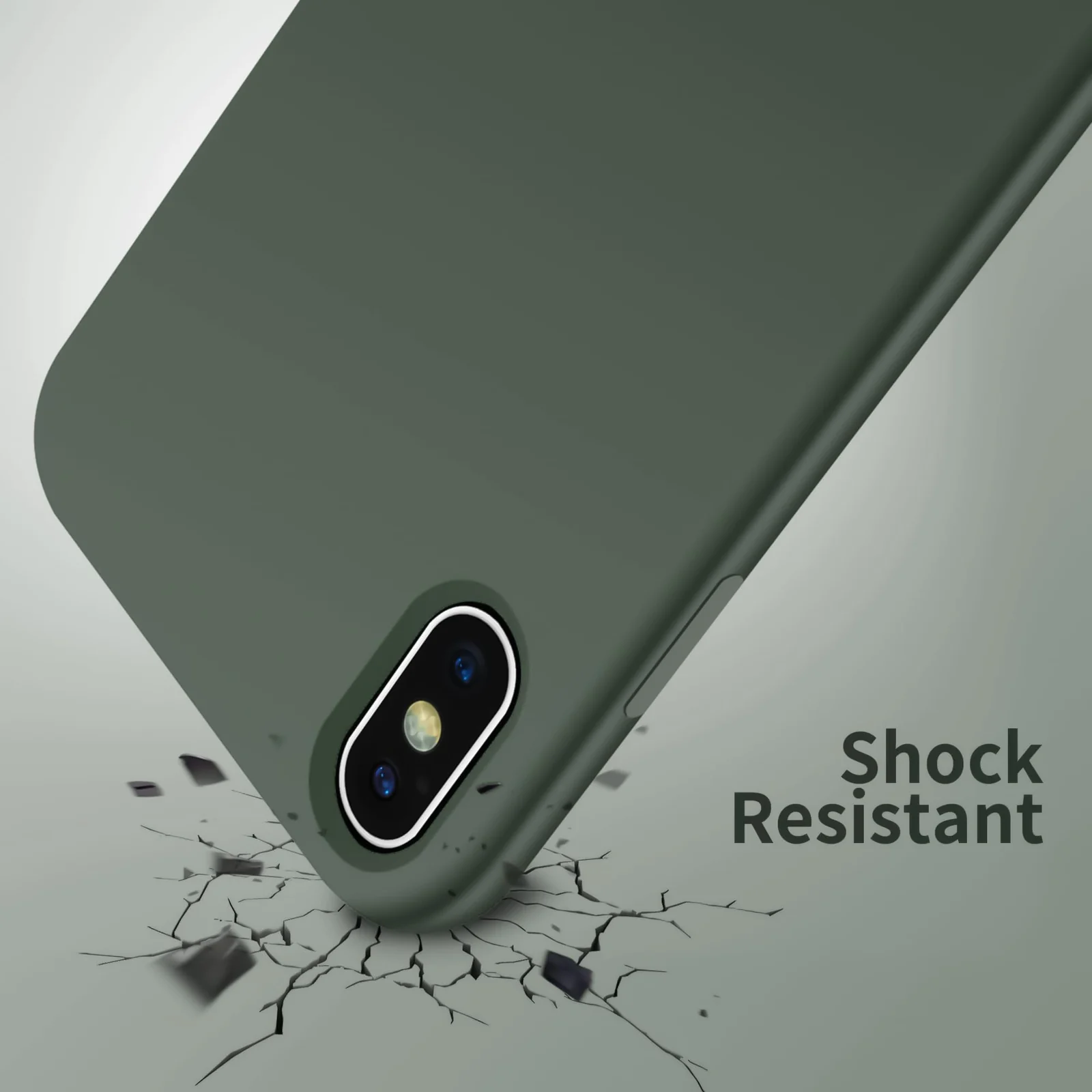 DL3 Mobilak Liquid Silicone Protective Case for iPhone X / iPhone XS with Camera Protection and Microfiber Lining - Army Green