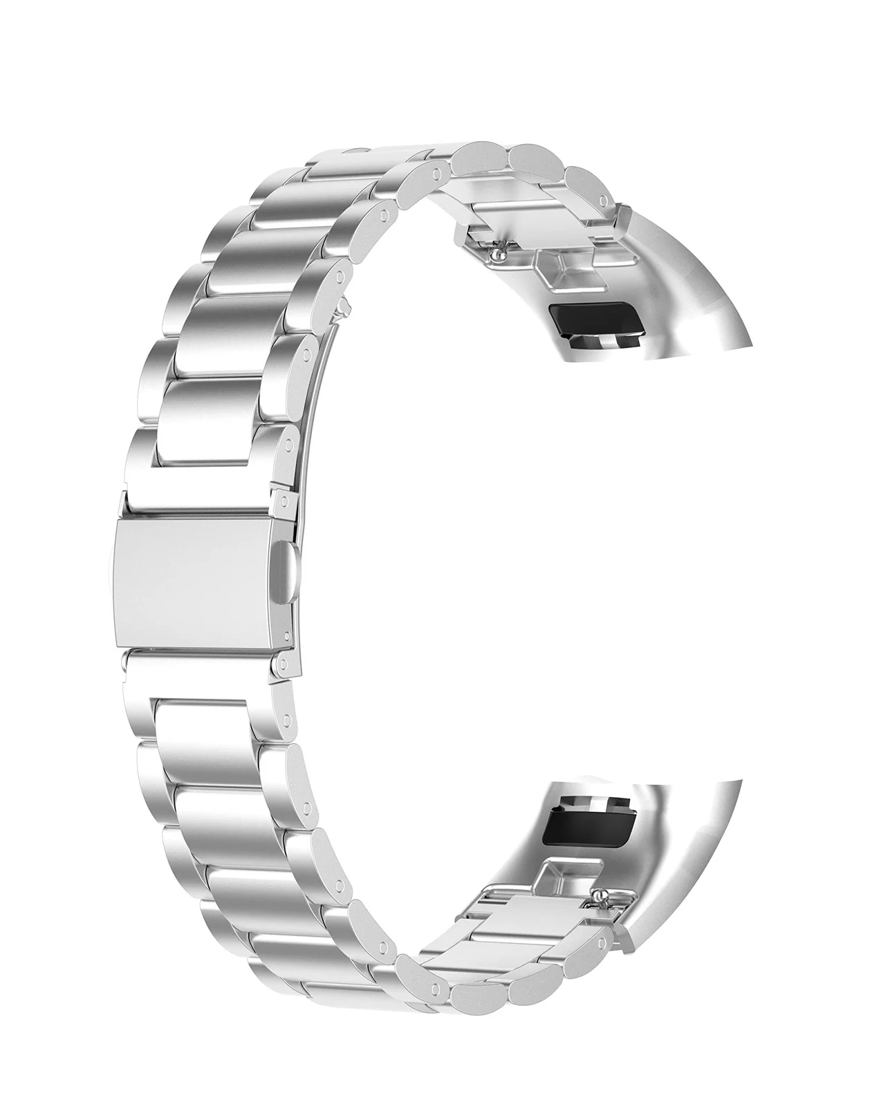DL3 Mobilak Metal Strap Compatible With HONOR Band 5 and 4 - Adjustable Stainless Steel Buckle Wristband Replacement for Honor Band 5/4 - Black - Silver