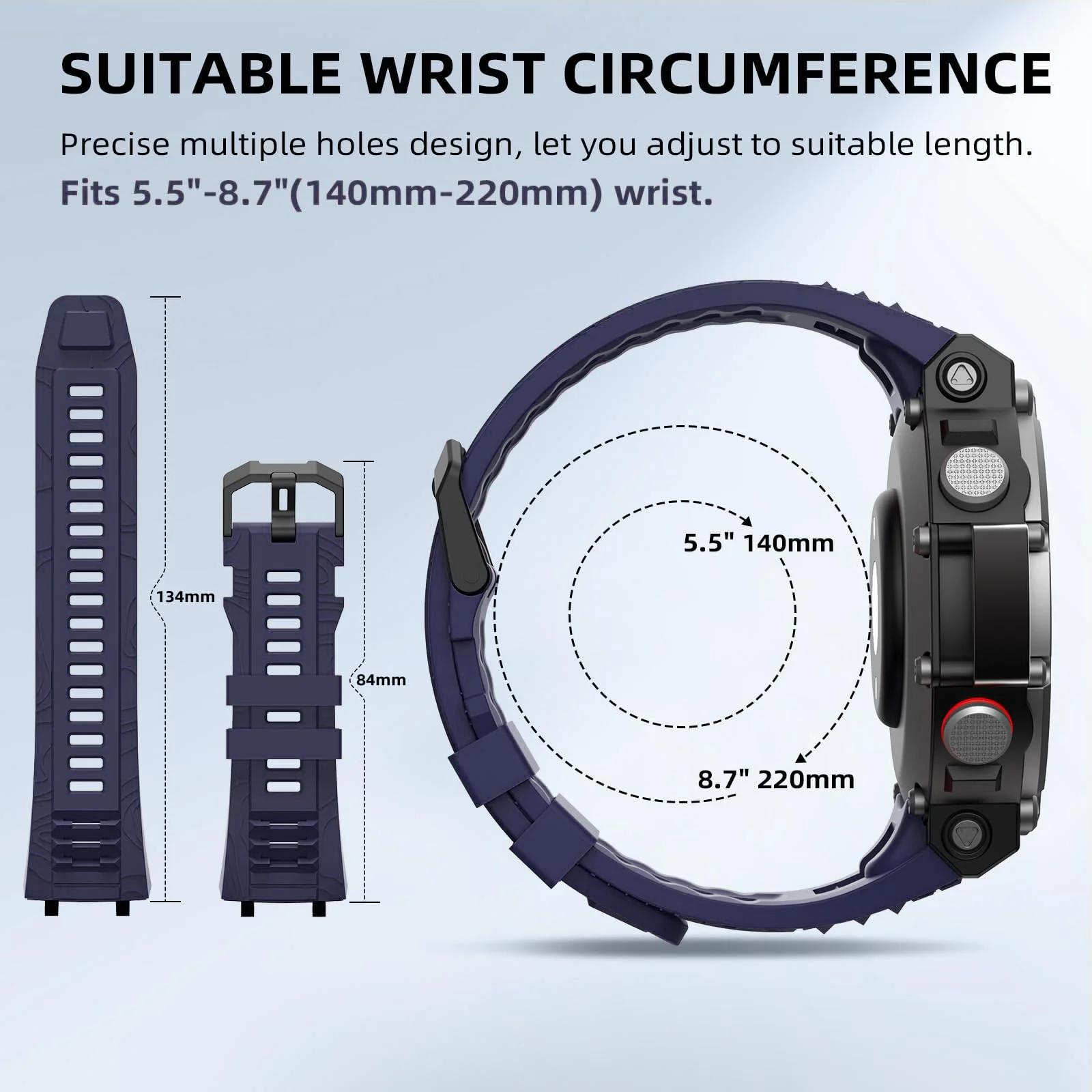 DL3 Mobilak Strap Compatible with Amazfit T-Rex 3, Men Women Sport Waterproof Soft Breathable Silicone Watch Bands Compatible with Amazfit T-Rex 3 with 1 Install Tool - Blue