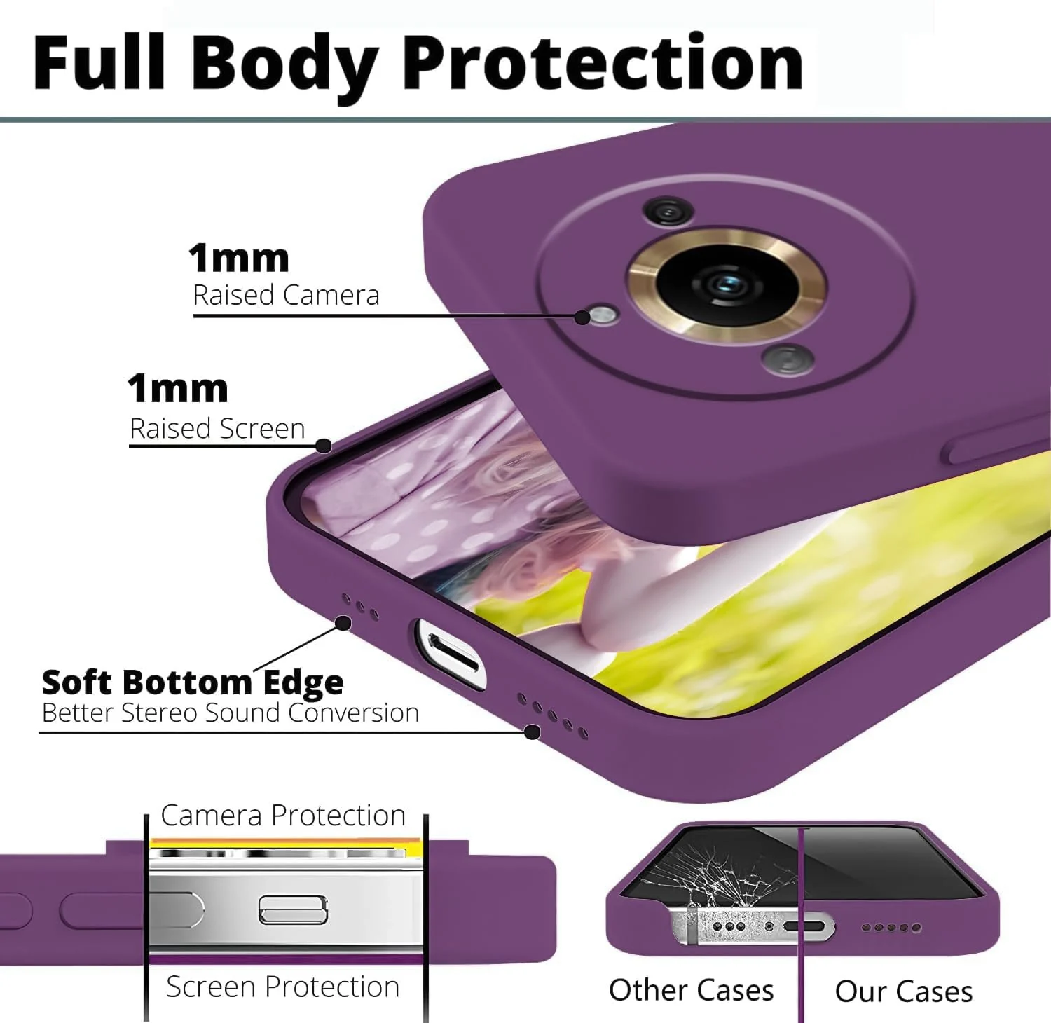 DL3 Mobilak Liquid Silicone Protective Case with Soft Microfiber Lining with Full Camera Protection for realme 11 Pro & realme 11 Pro+ Plus 5G - Violet