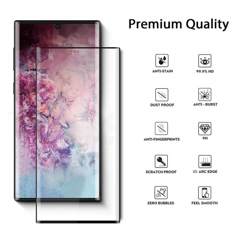Mobigon Screen Protector for Samsung Galaxy Note 10 Plus, Tempered Glass Screen Saver Premium HD Protective, Scratch Resistant, NO-Bubble, 9H Hardness, Full Coverage Film - Clear