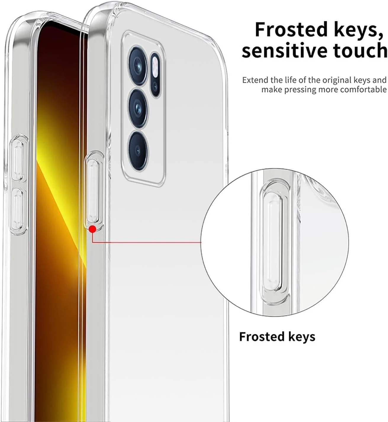 DL3 Mobilak Case Compatible with OPPO Reno 12 5G Case Crystal Soft TPU Gel Case Flexible Silicone Anti-Scratch Camera Protection TPU Cover - Clear