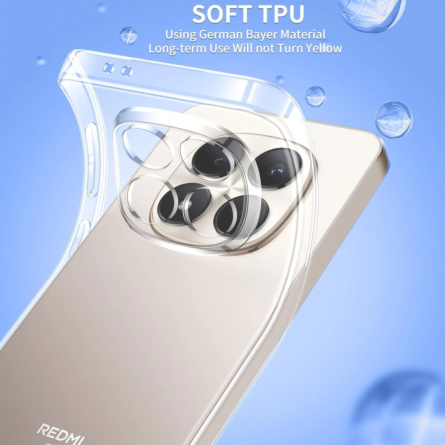 DL3 Mobilak Case Compatible with Xiaomi Redmi Note 15 5G, Case Crystal Soft TPU Gel Case Flexible Silicone Anti-Scratch Camera Protection TPU Cover - Clear