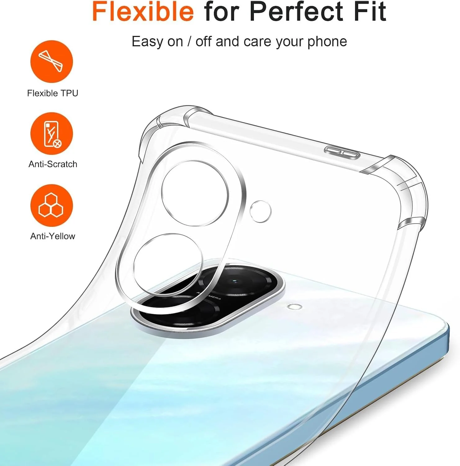 DL3 Mobilak Case Compatible with Xiaomi Redmi A5 4G, Cover Silicone Transparent TPU Gorilla Anti-shock Protector Camera Shockproof Corners - Clear