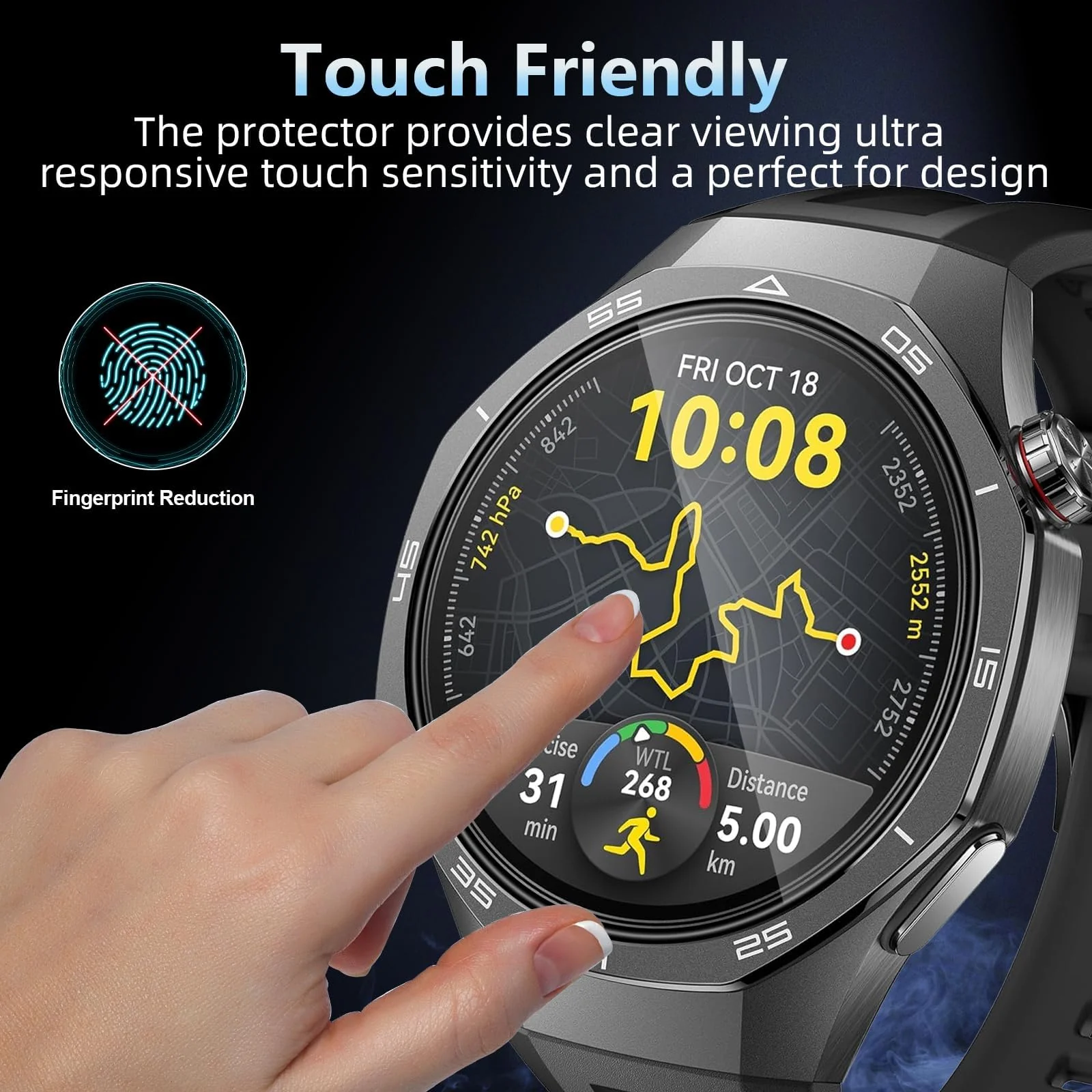DL3 Mobilak Screen Protector For Huawei Watch GT 5 Pro 46mm, 3D Curved Soft Edge Protective Film [Anti-Scratch] [Bubble Free] [Ultra Shatterproof] [High Sensitive] (Not Glass) For Huawei Watch GT5 Pro - Black