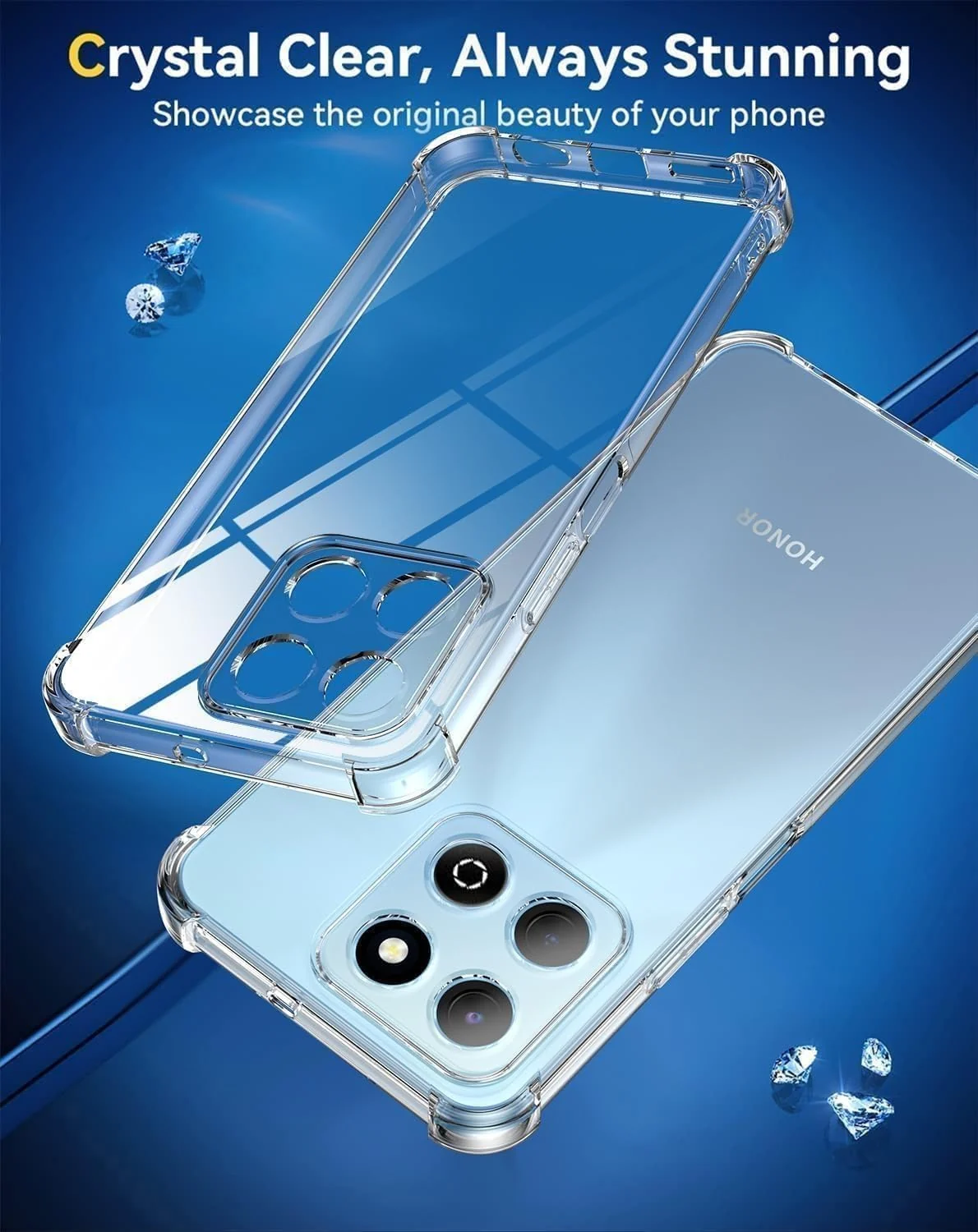 DL3 Mobilak Case Compatible with Honor X7C, Cover Silicone Transparent TPU Gorilla Anti-shock Protector Camera Shockproof Corners - Clear