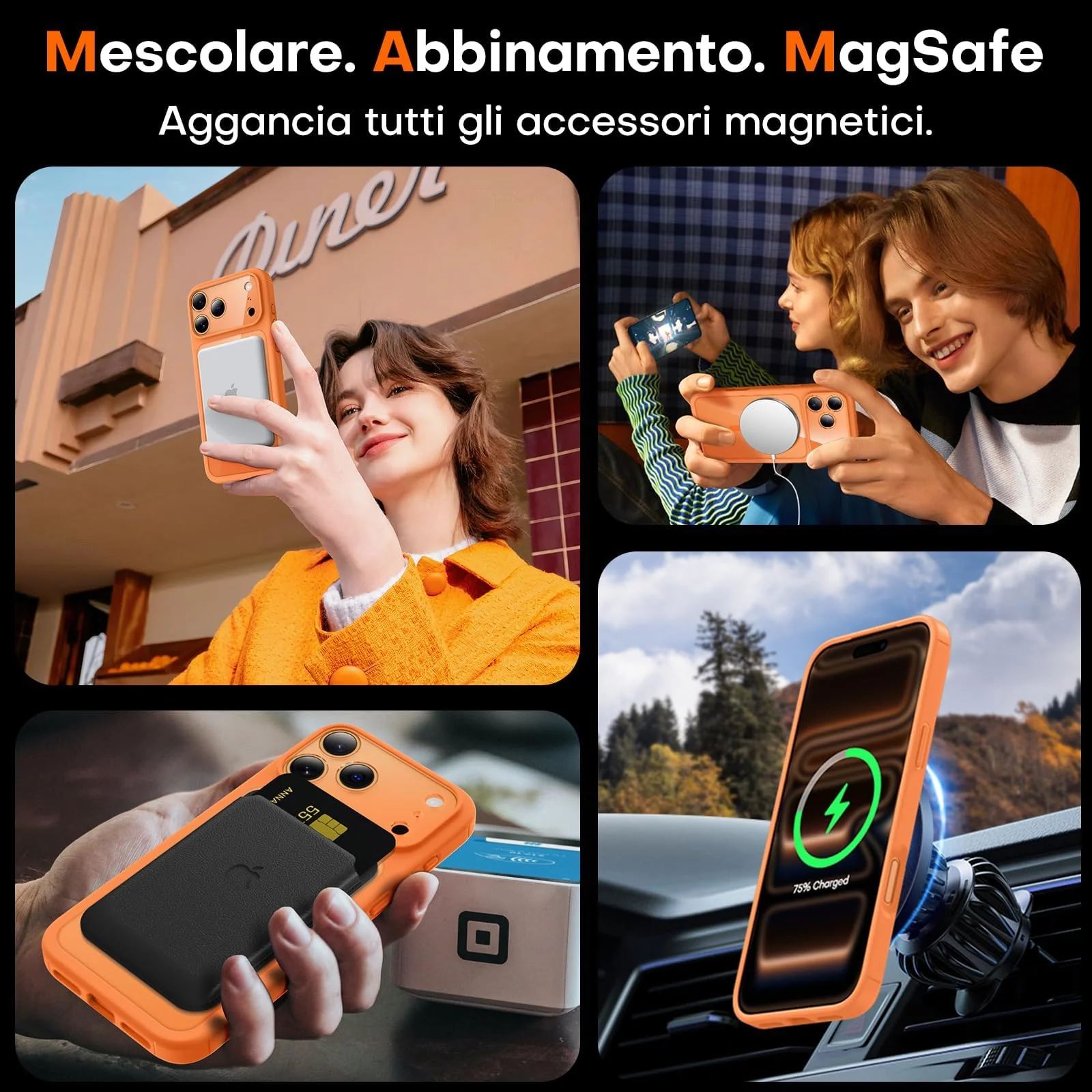 DL3 Mobilak Clear MagSafe-Compatible Magnetic Case for iPhone 17 Pro 6.3-Inch with Military-Grade Protection - Orange