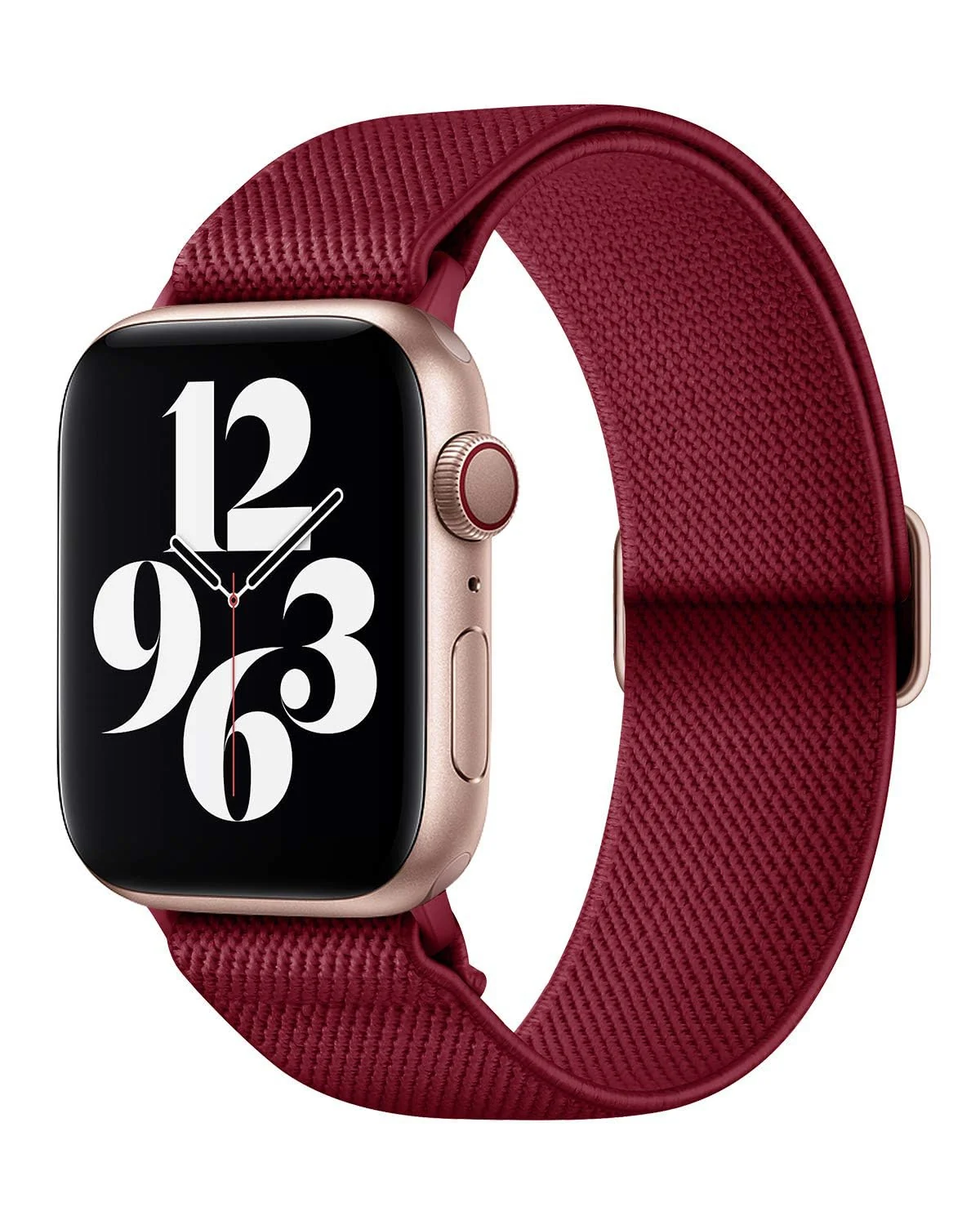 DL3 Mobilak Stretchy Solo Loop Compatible with Apple Watch Ultra Band 44mm 40mm 41mm 45mm 46mm 38mm 49mm 42mm, Soft Nylon Sport Strap for iWatch Series 10 9 8 7 6 5 4 SE (42MM/44MM/45MM/49MM, Burgundy) - Black
