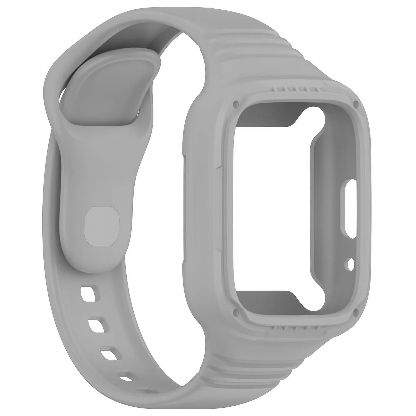 DL3 Mobilak Strap With Cover Compatible with Xiaomi Redmi Watch 3 Lite/Redmi Watch 3 Active, Silicone Sport Band Replacement Watchband with Bumper Case, Adjustable Wristband - Gray