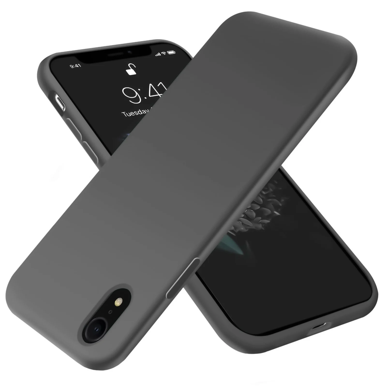 DL3 Mobilak Compatible with iPhone XR Case, Liquid Silicone Case, Full Body Protective Cover, Shockproof, Slim Phone Case, Anti-Scratch Soft Microfiber Lining - Gray