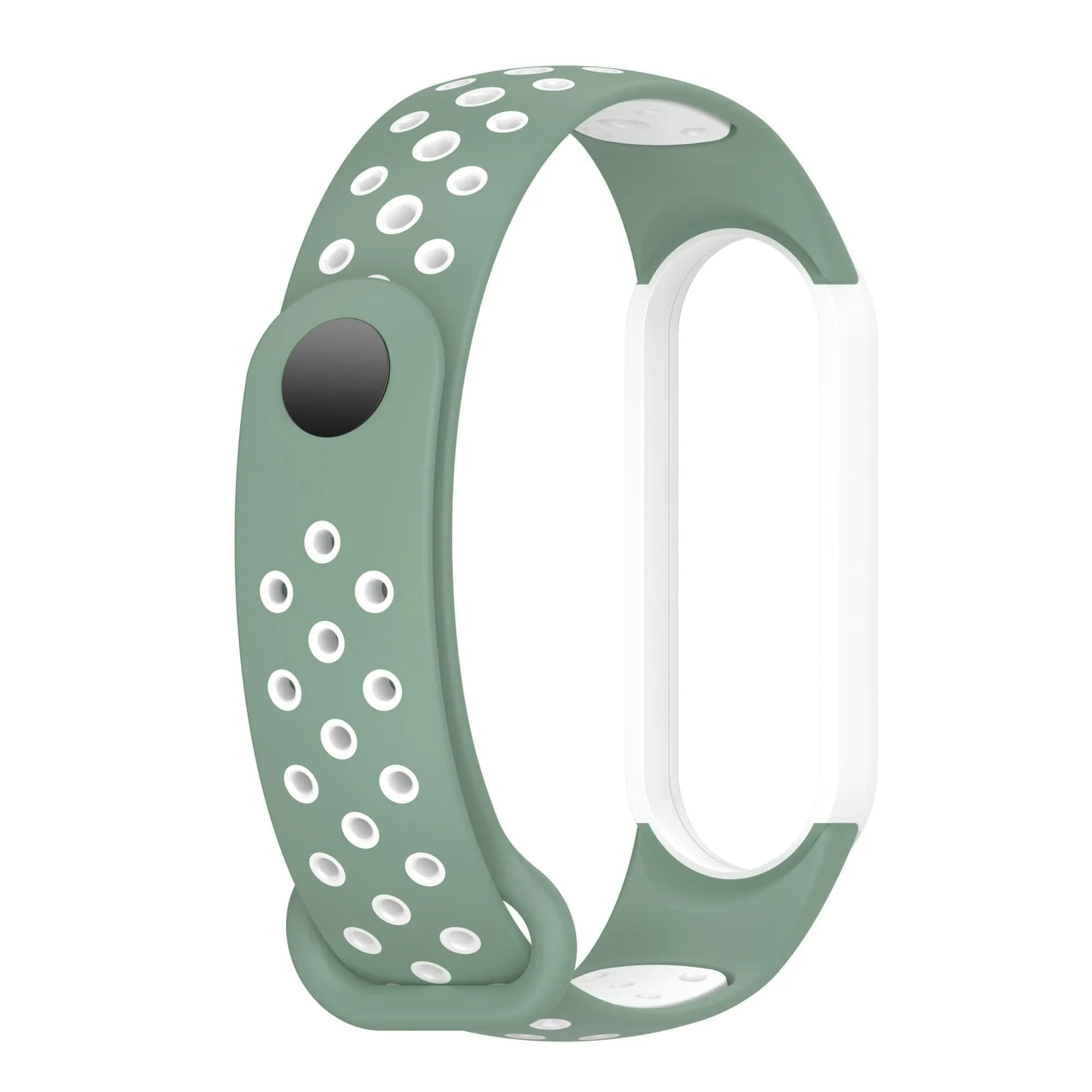 DL3 Mobilak Strap for Xiaomi Mi Band 7 6 5/Amazfit Band 5, Women Men Armband, Two Colours Breathable Adjustable Soft Silicone Replacement Strap for Xiaomi Mi Band 7/6/5/Amazfit Band 5 - Green White
